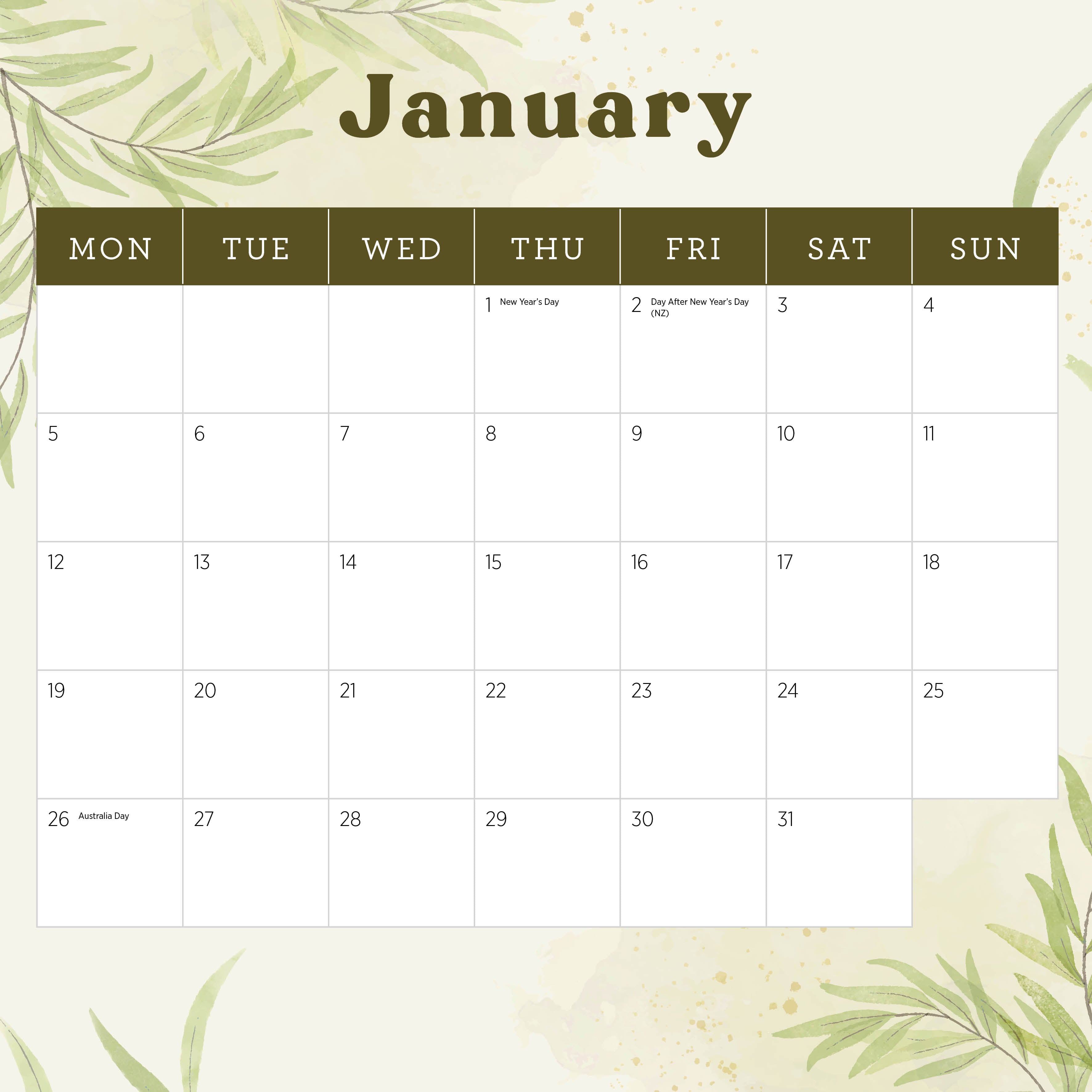 2026 Our Australia National Parks - Square Wall Calendar