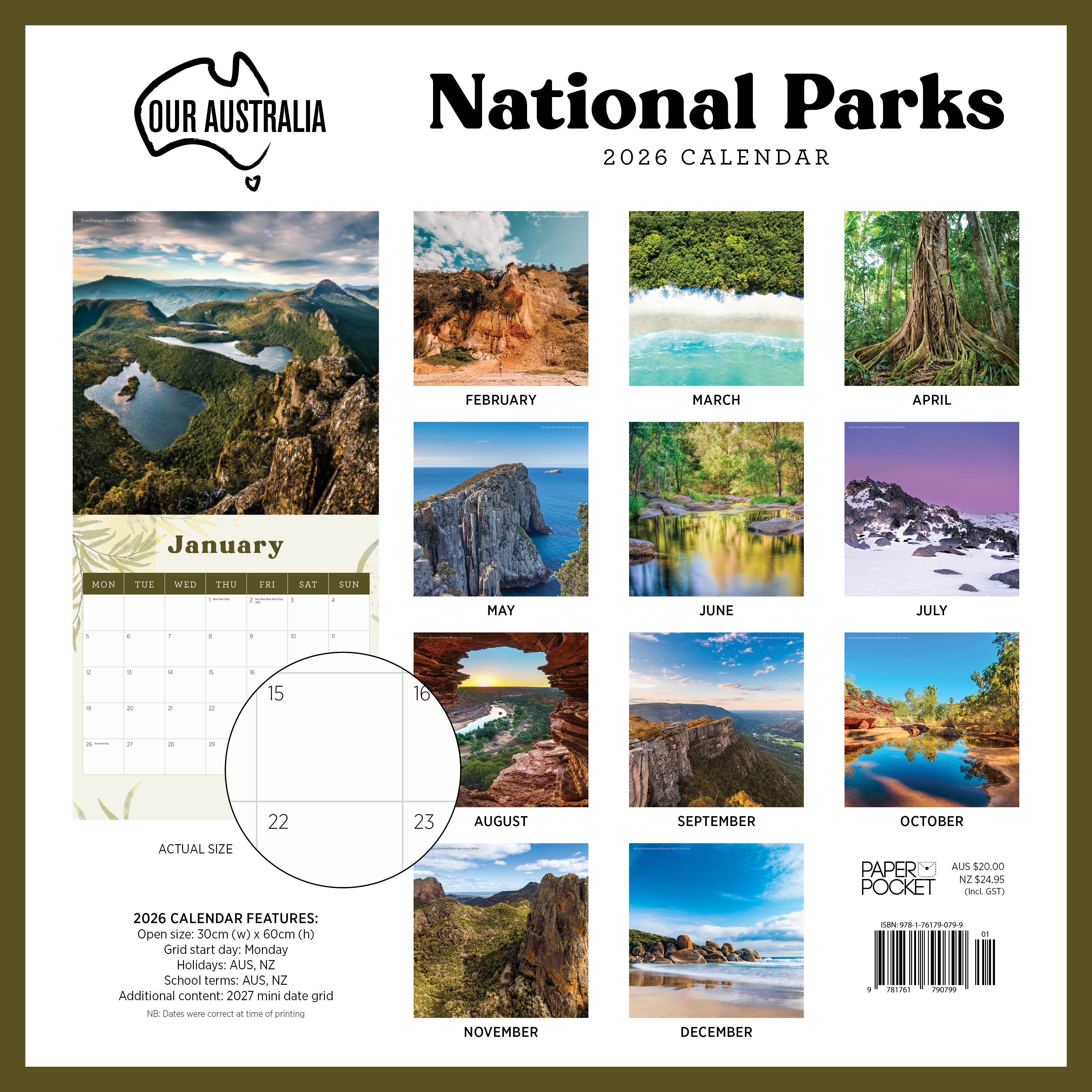 2026 Our Australia National Parks - Square Wall Calendar