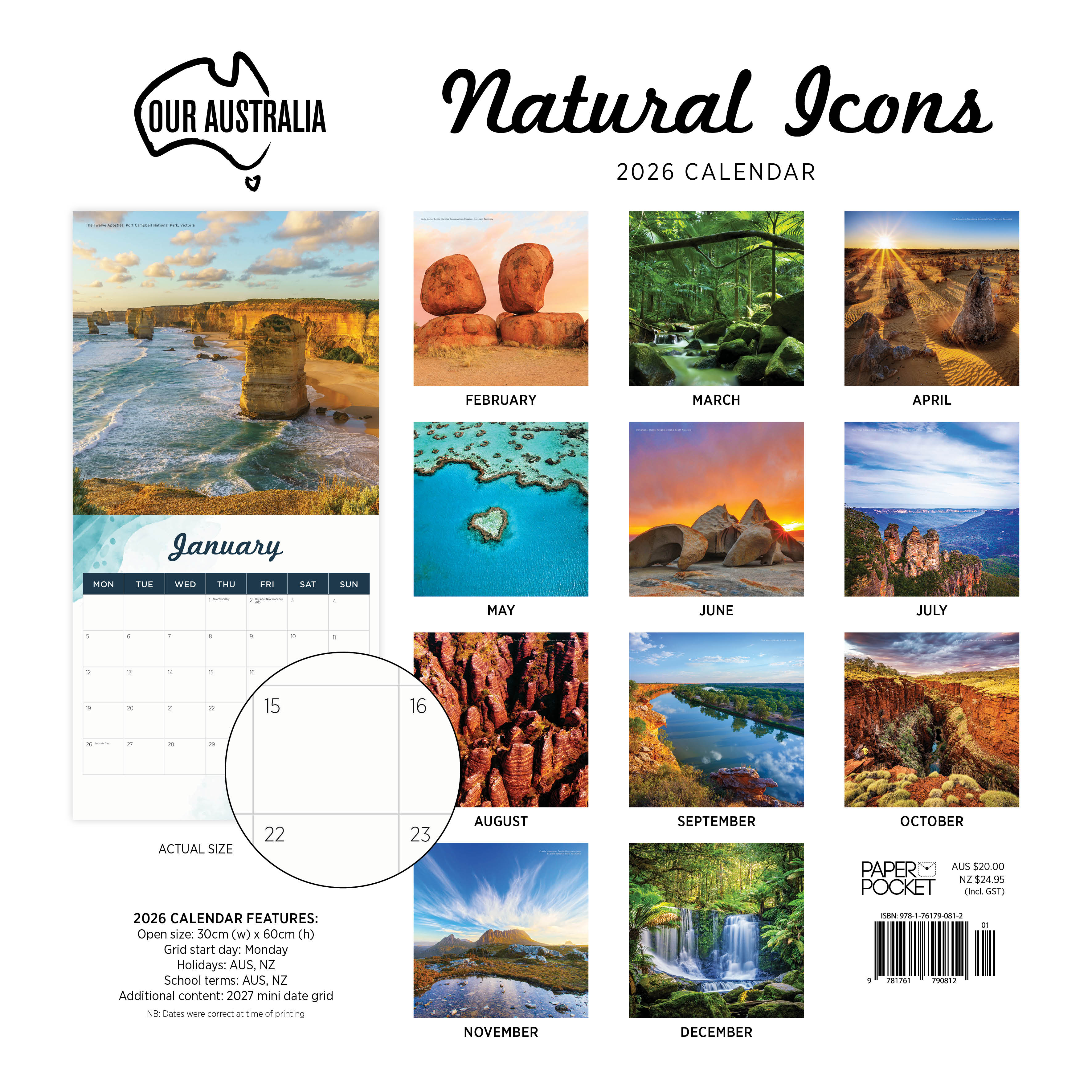 2026 Our Australia Natural Icons - Square Wall Calendar