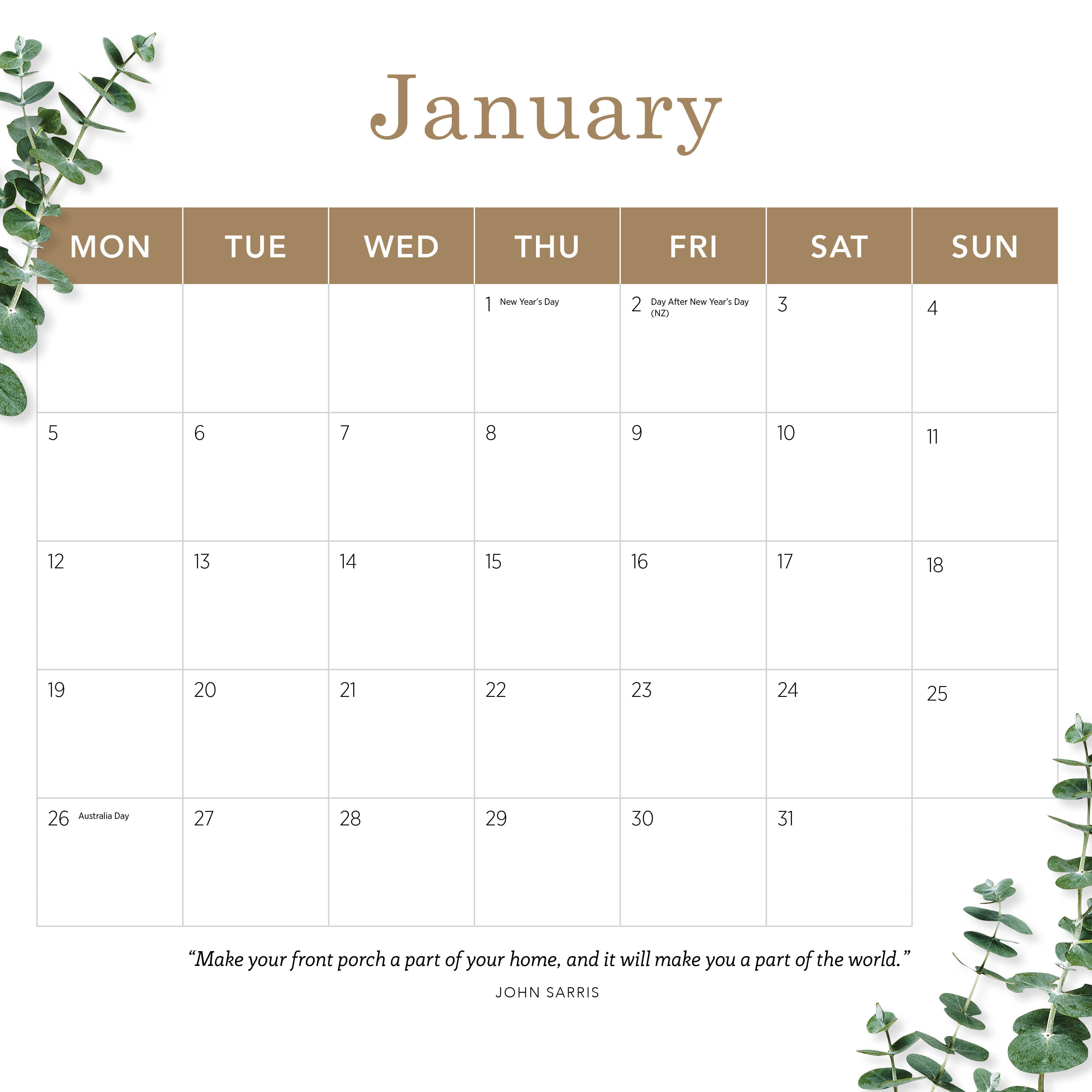 2026 Our Australia Out on the Verandah - Square Wall Calendar