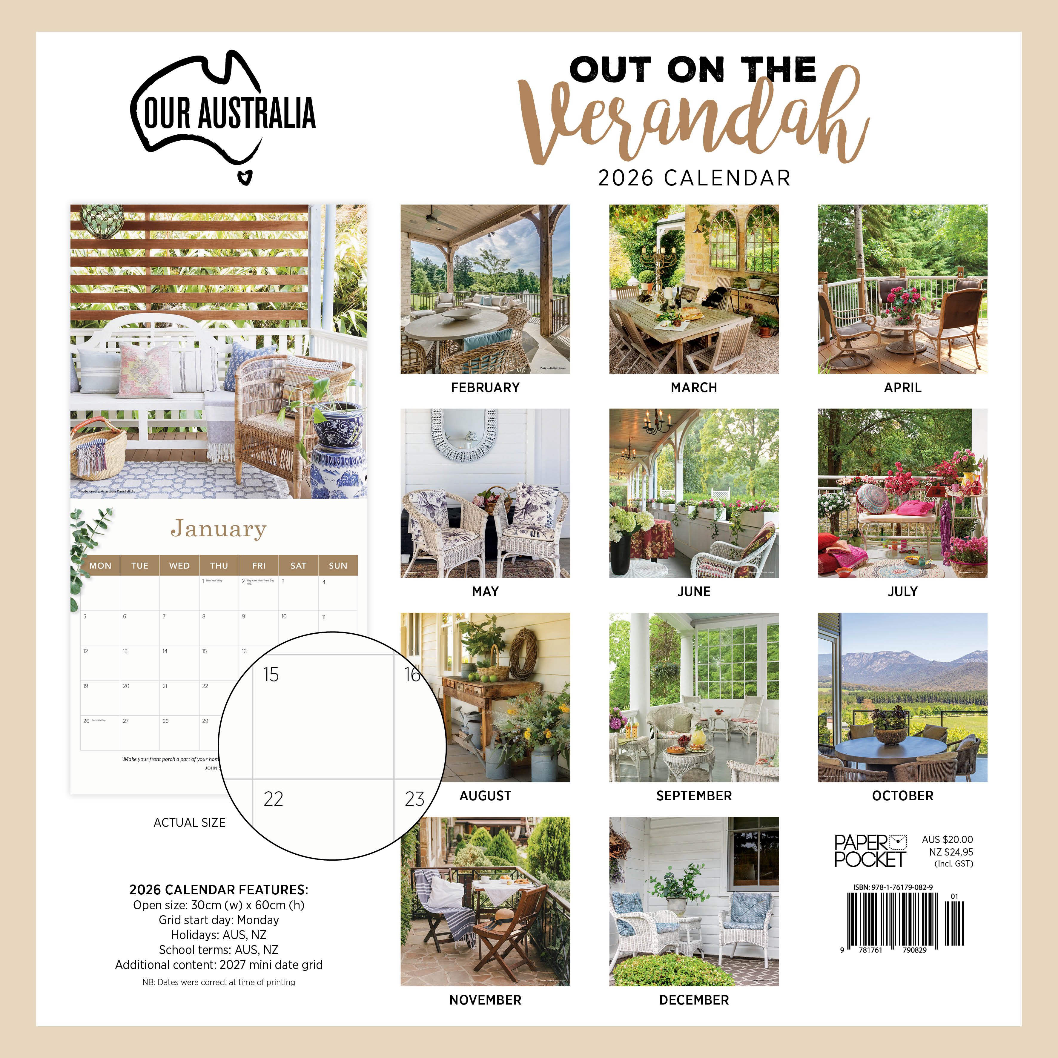 2026 Our Australia Out on the Verandah - Square Wall Calendar