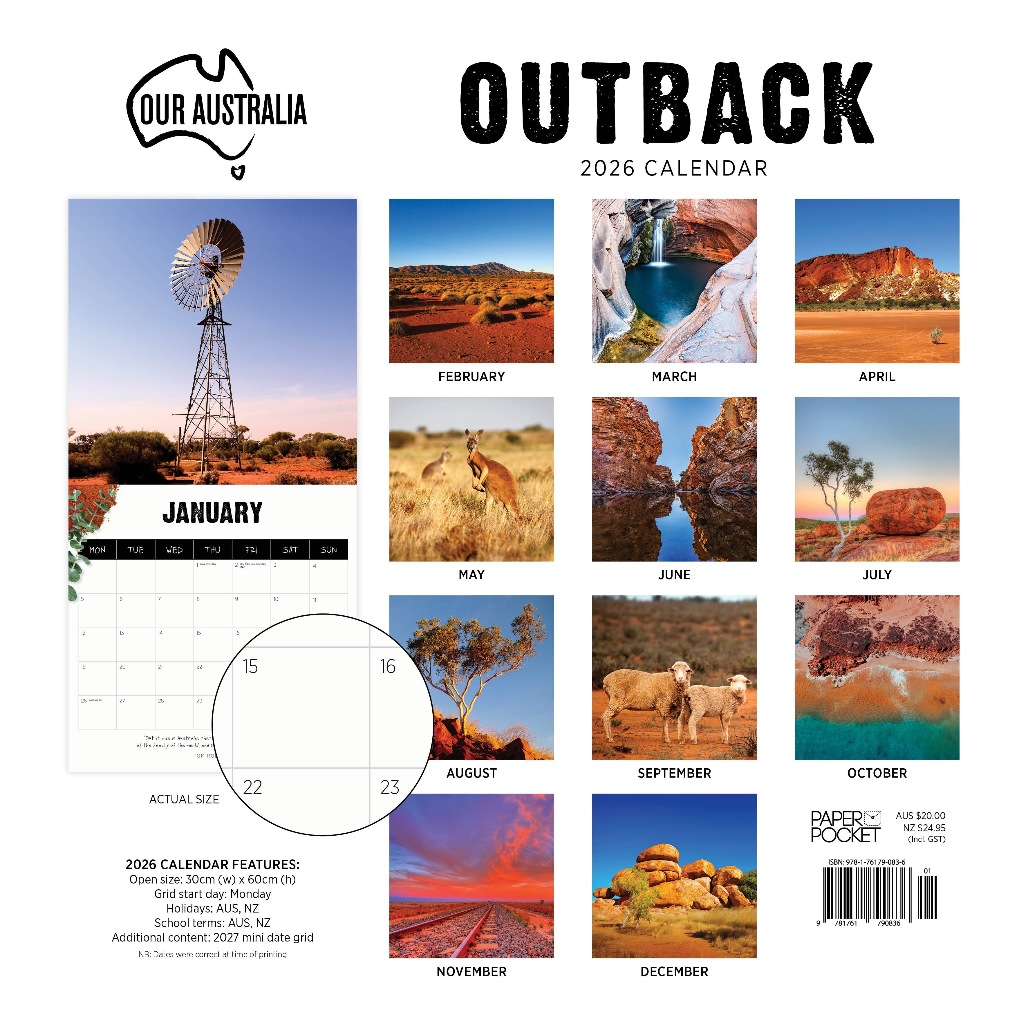 2026 Our Australia Outback - Square Wall Calendar