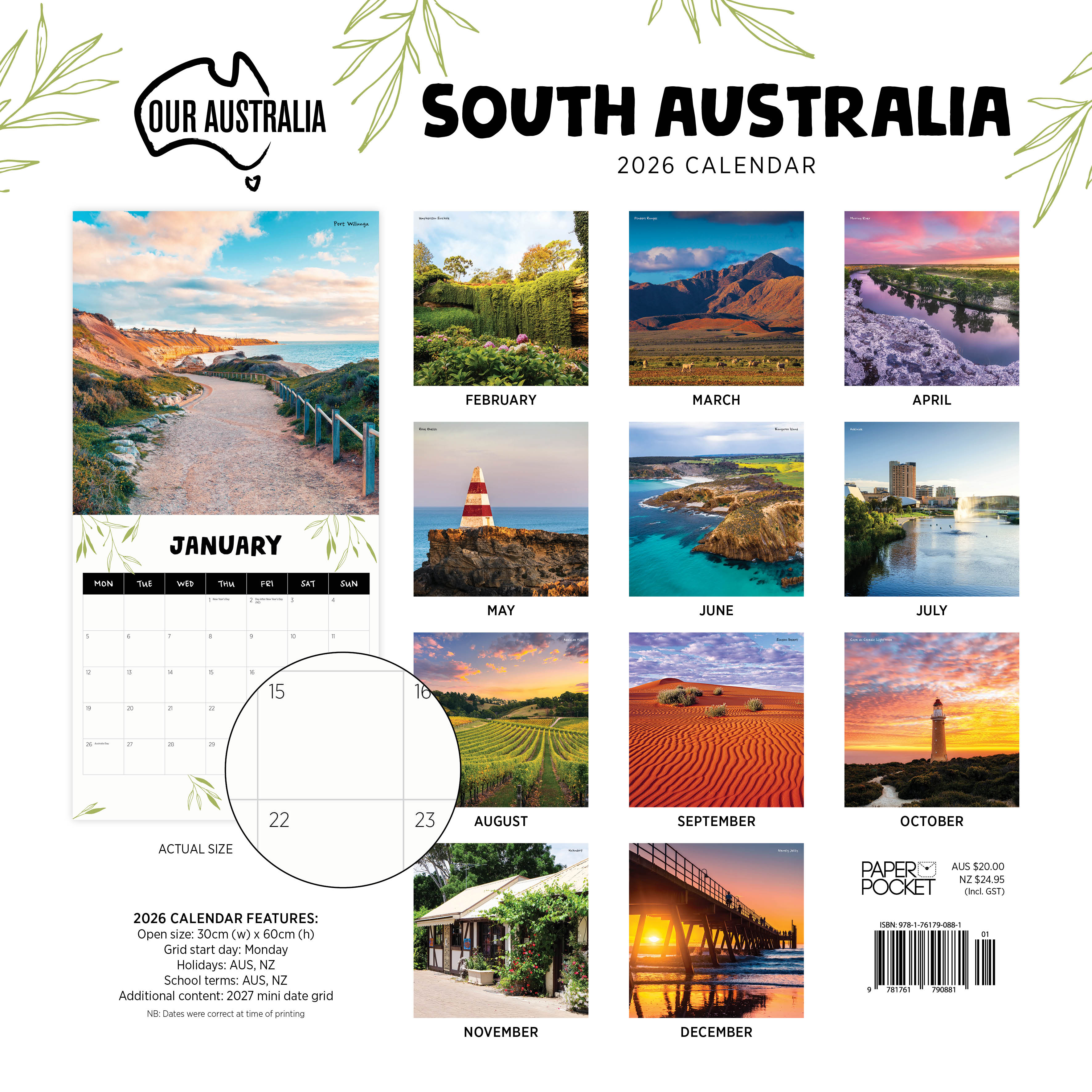 2026 Our Australia South Australia - Square Wall Calendar