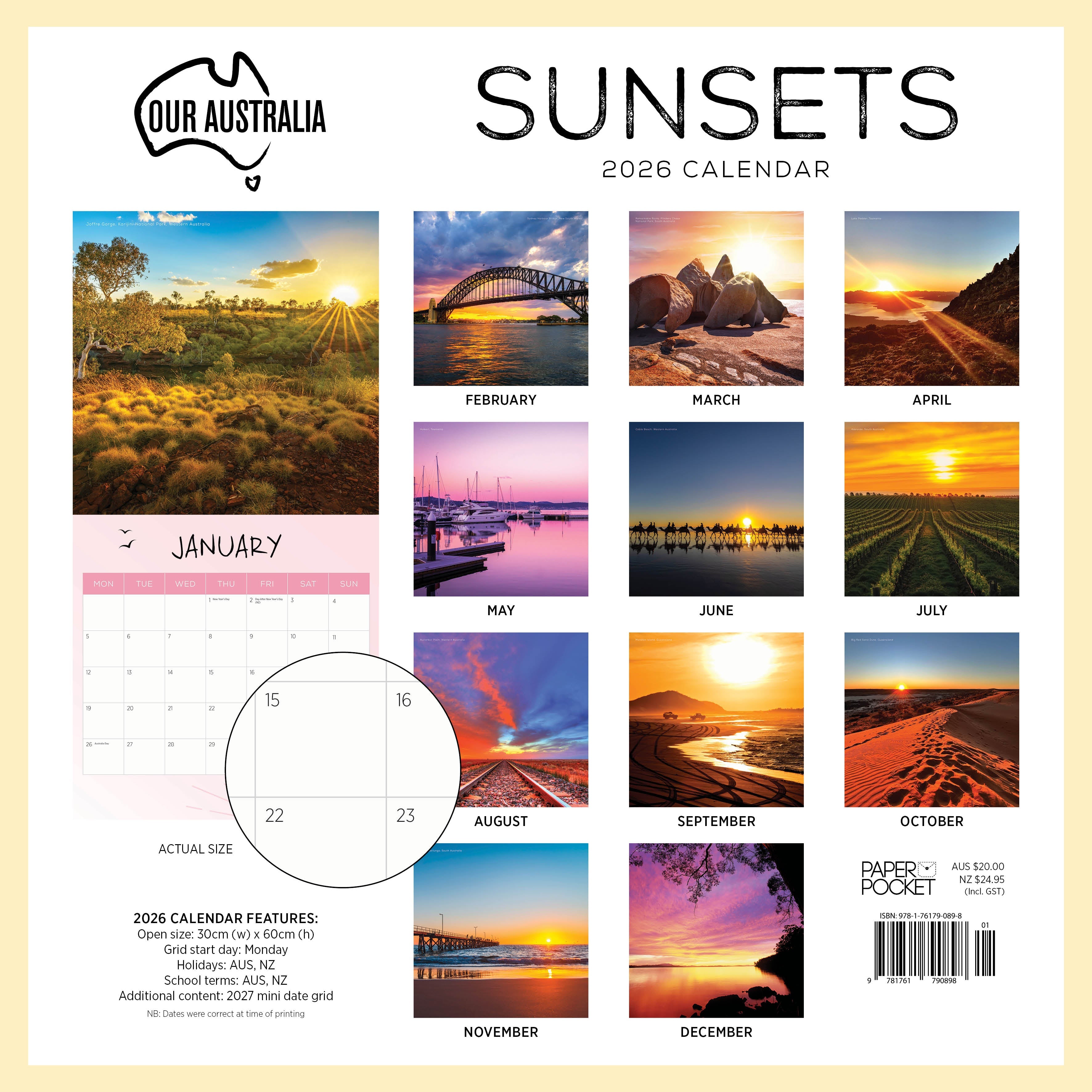 2026 Our Australia Sunsets - Square Wall Calendar