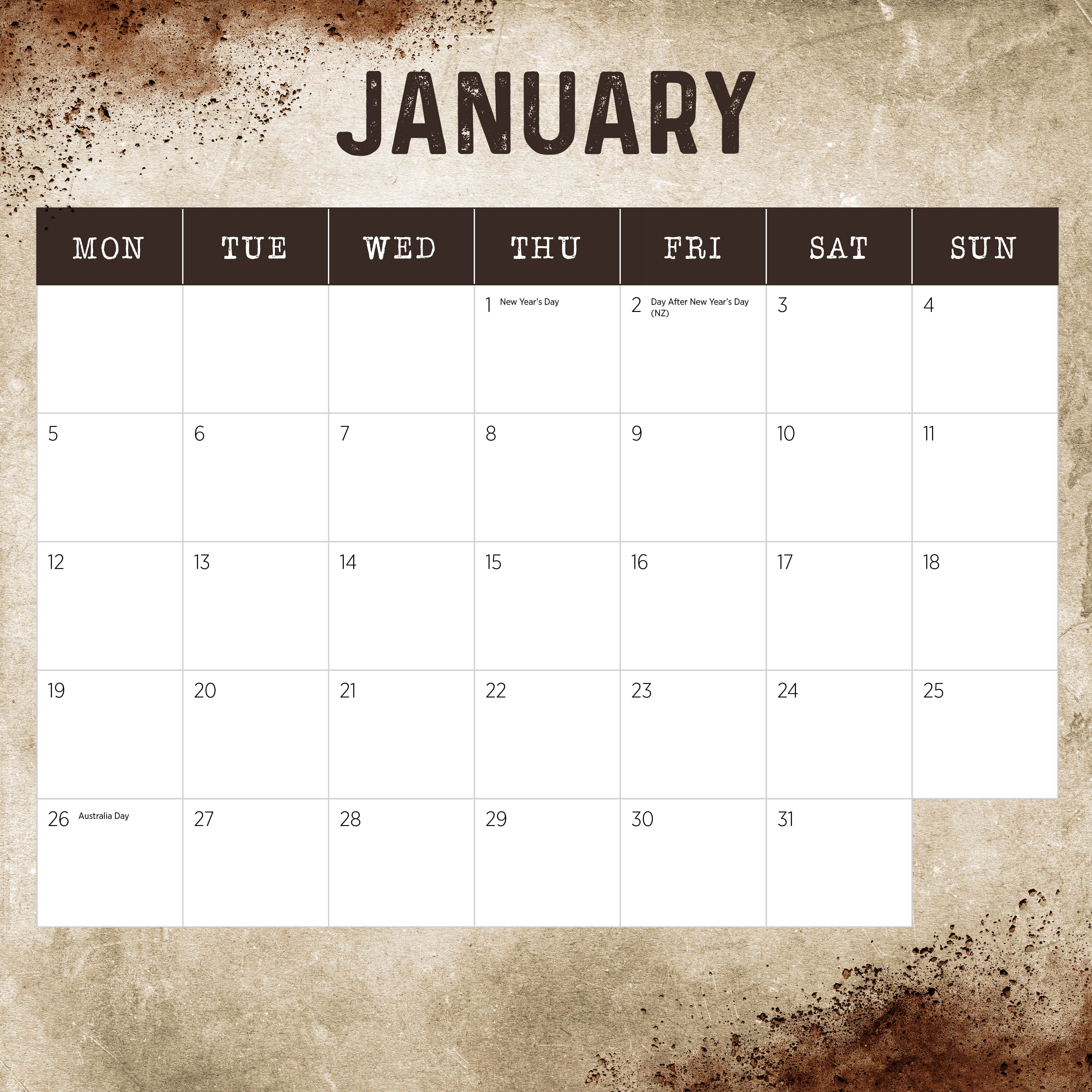 2026 Our Australia Working Class Man - Square Wall Calendar