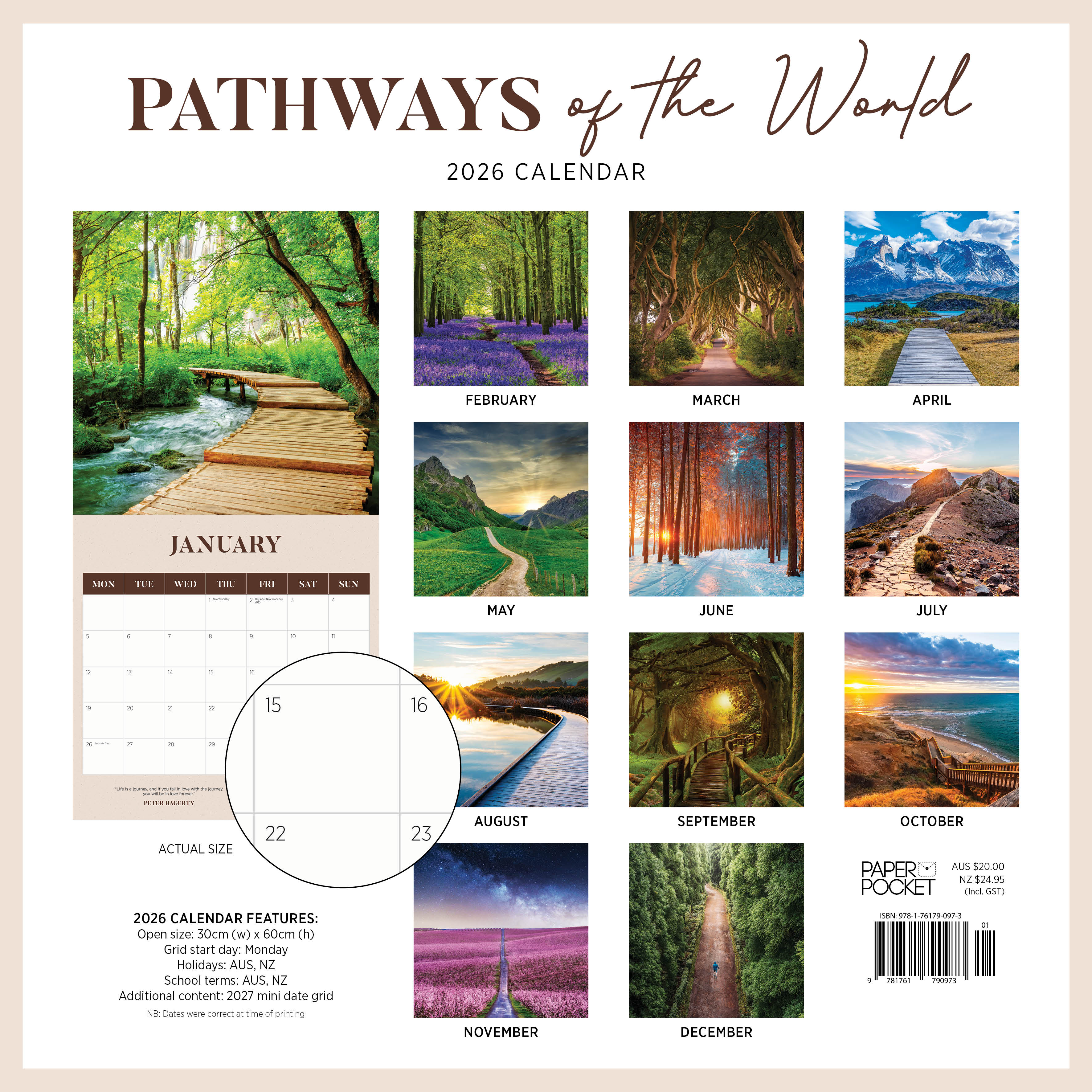 2026 Pathways Of The World - Square Wall Calendar