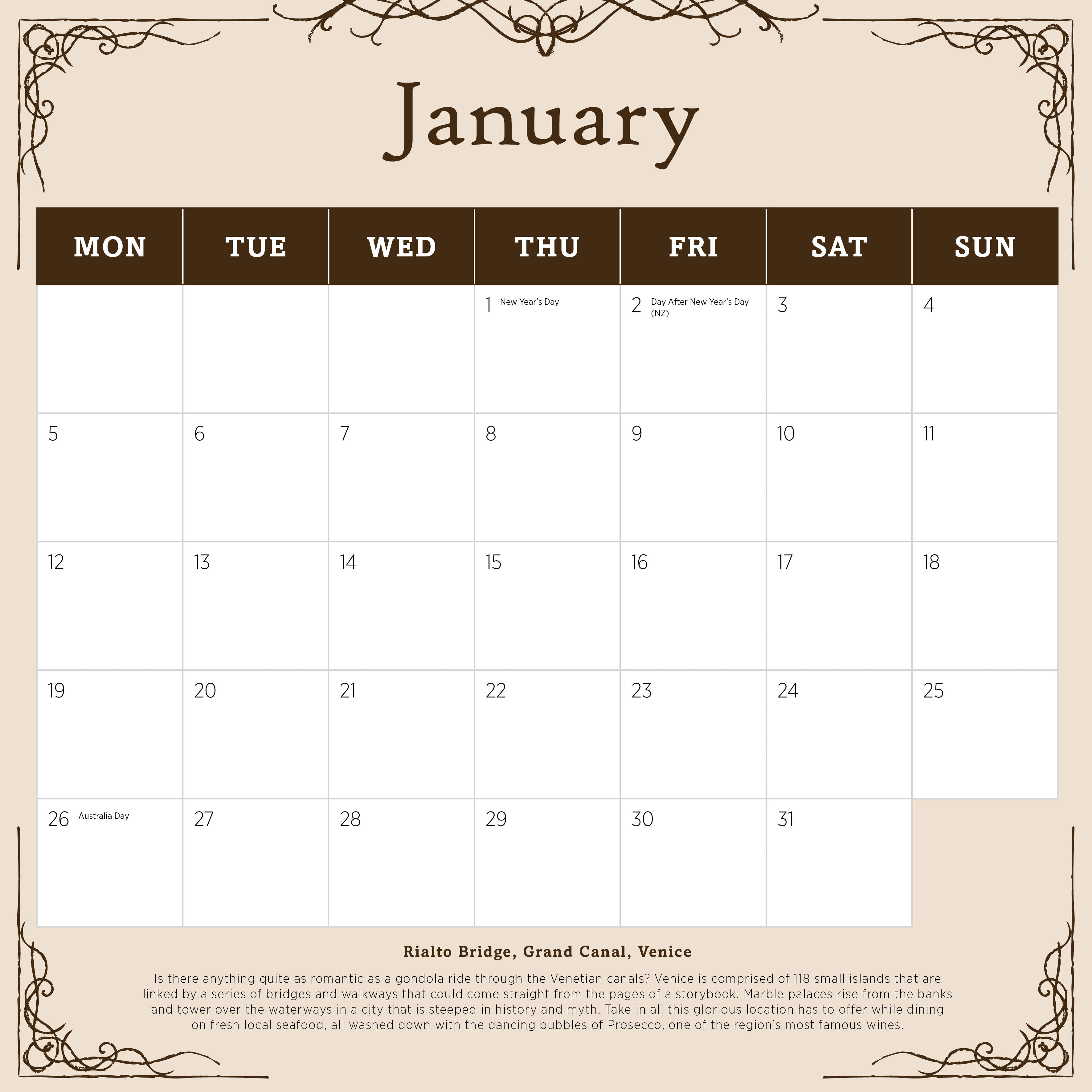 2026 Romantic Italy - Square Wall Calendar