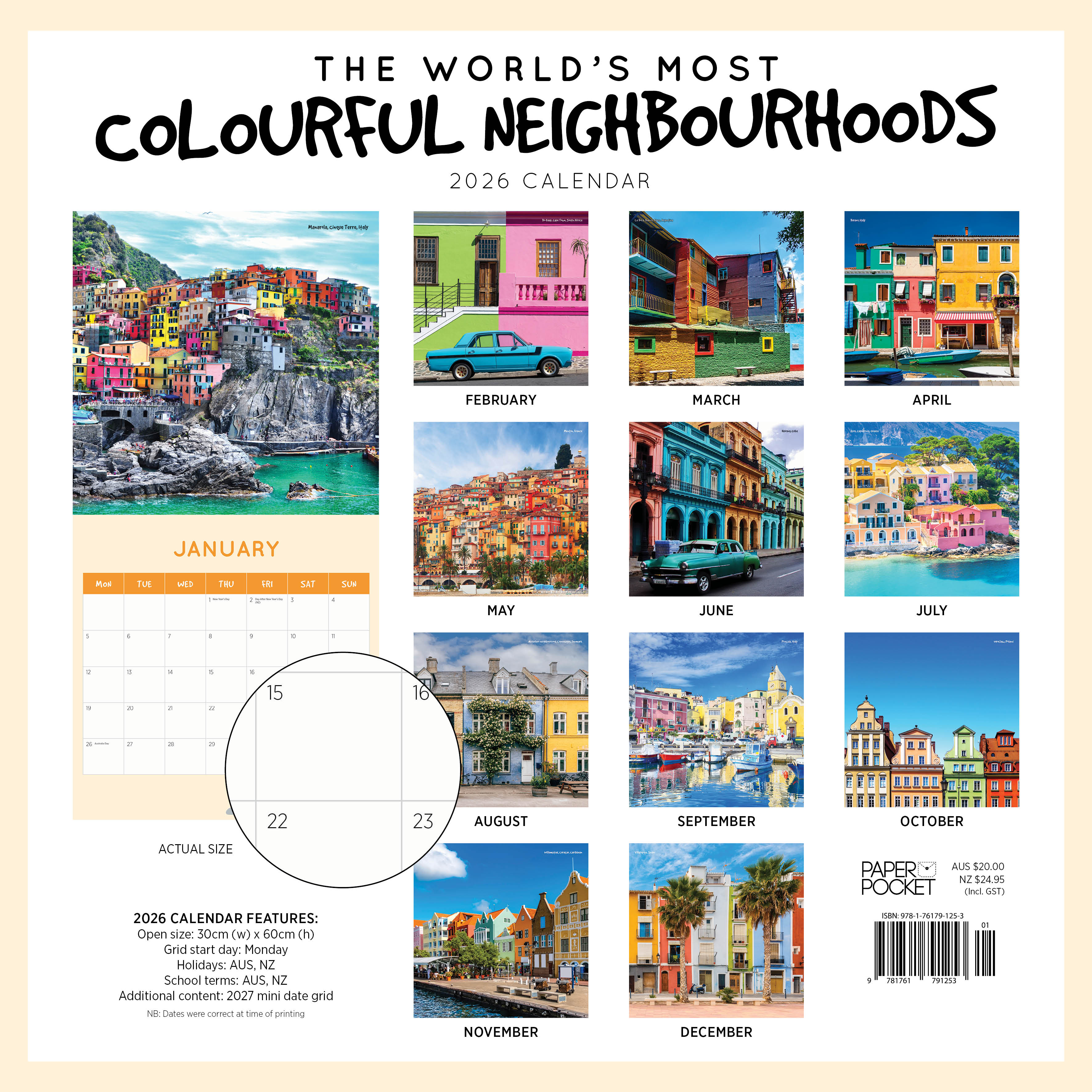 2026 The World's Most Colourful Neighbourhoods - Square Wall Calendar