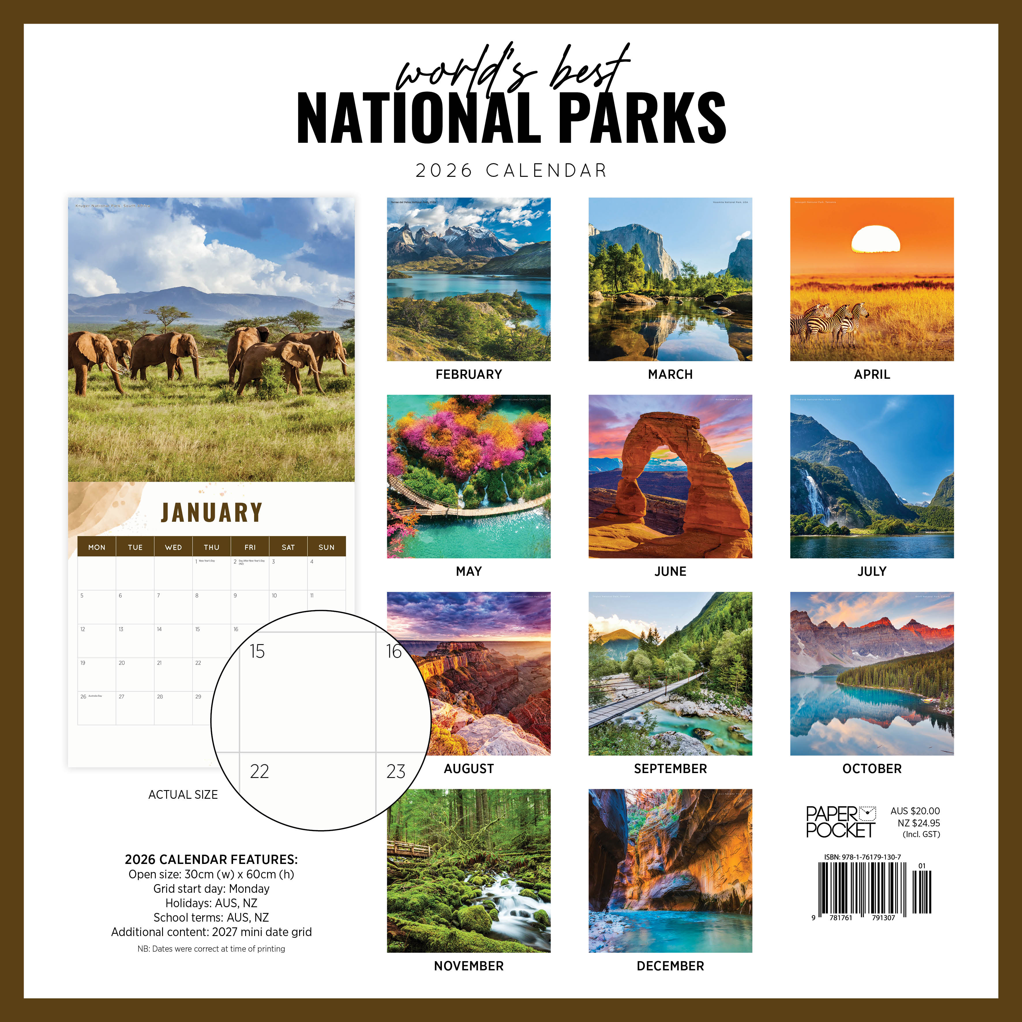 2026 World's Best National Parks - Square Wall Calendar
