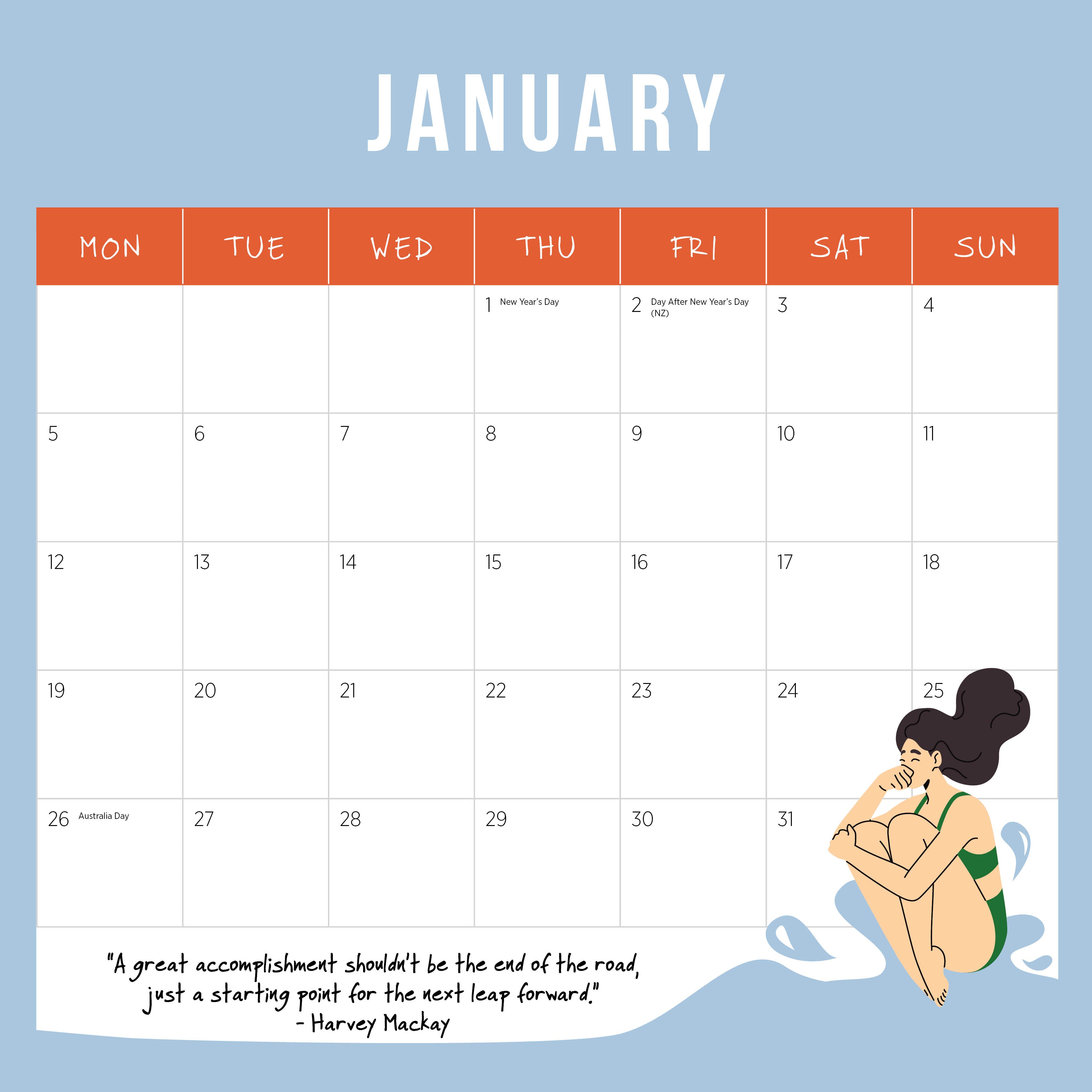 2026 Cliff Diving - Square Wall Calendar