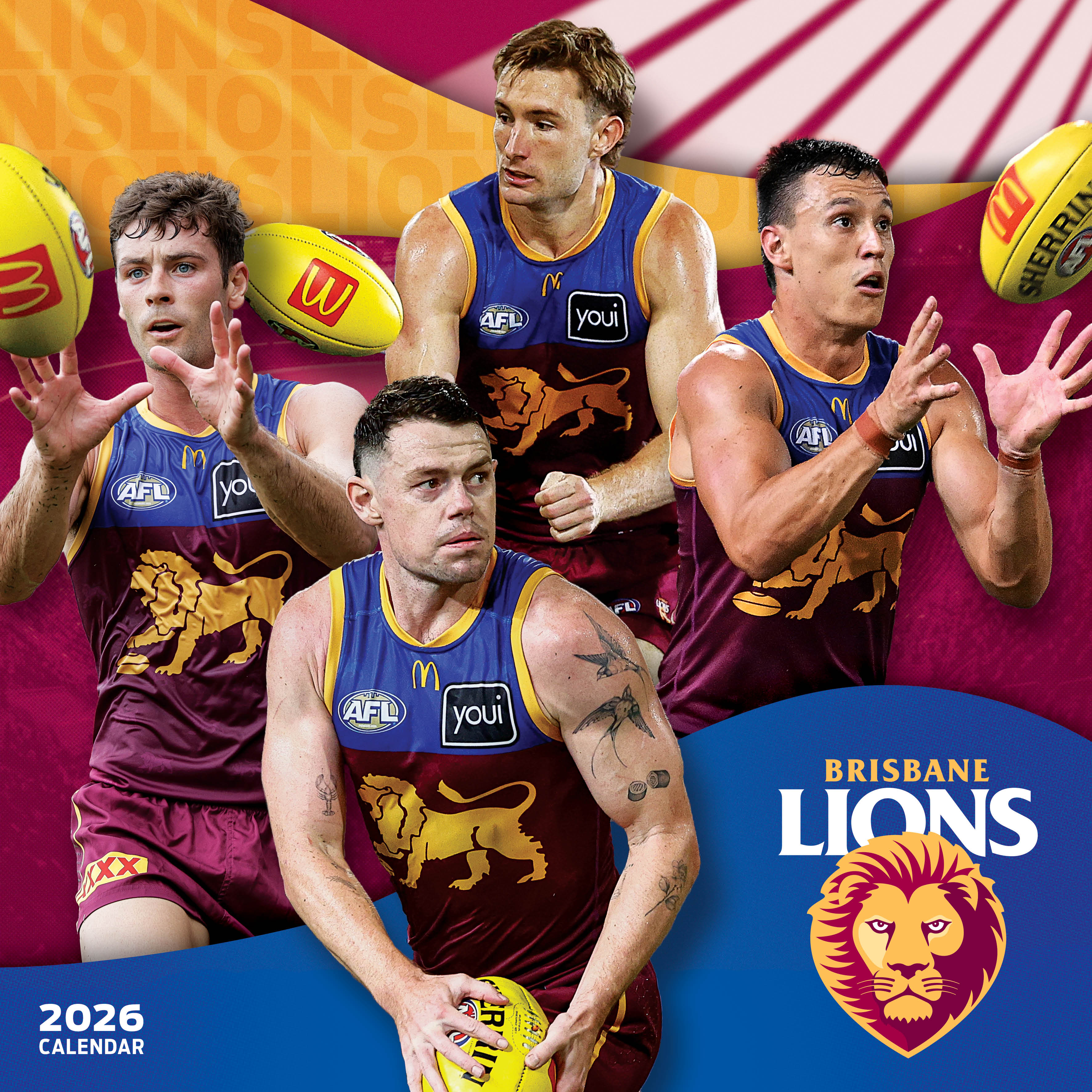 2026 AFL Brisbane Lions - Square Wall Calendar