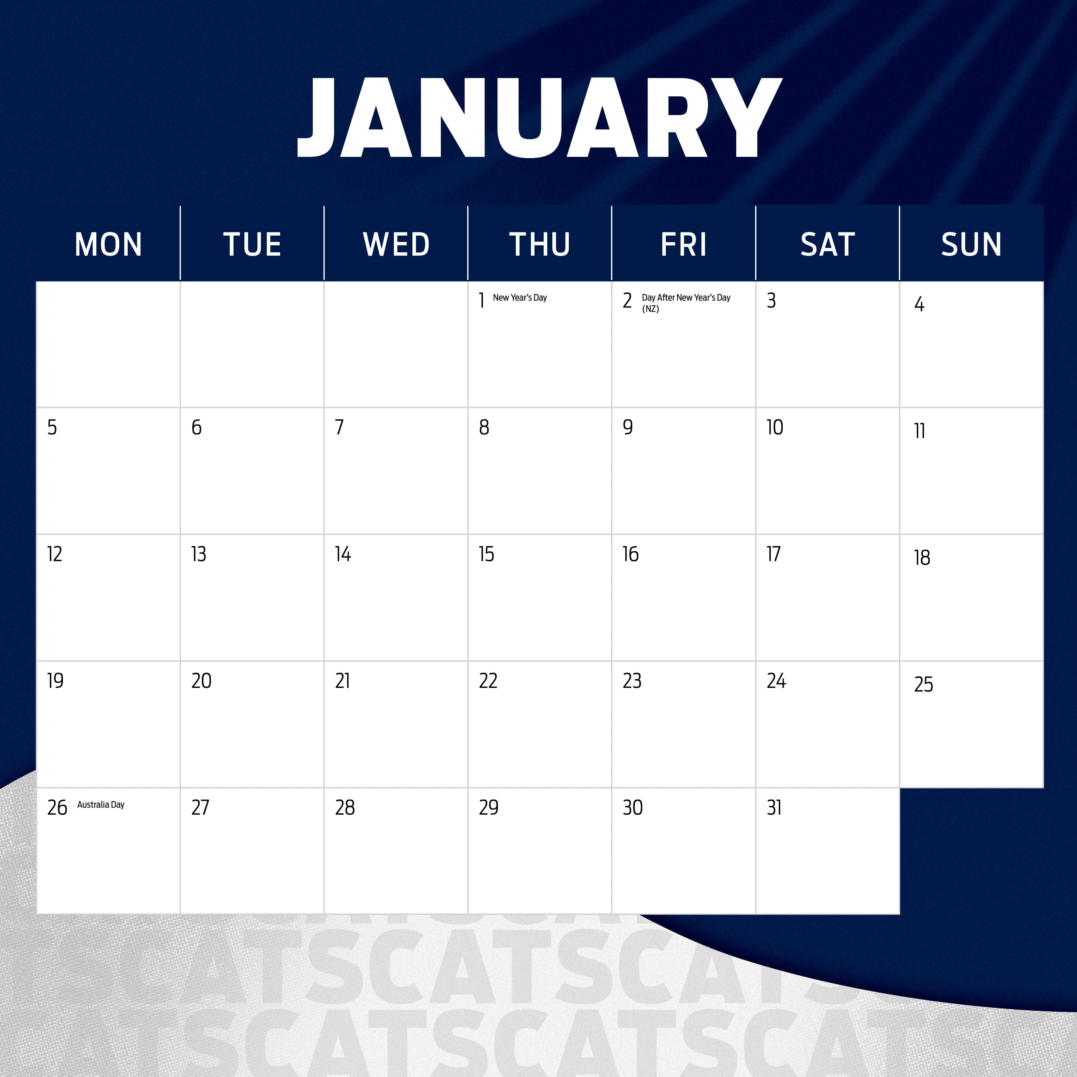 2026 AFL Geelong Cats - Square Wall Calendar