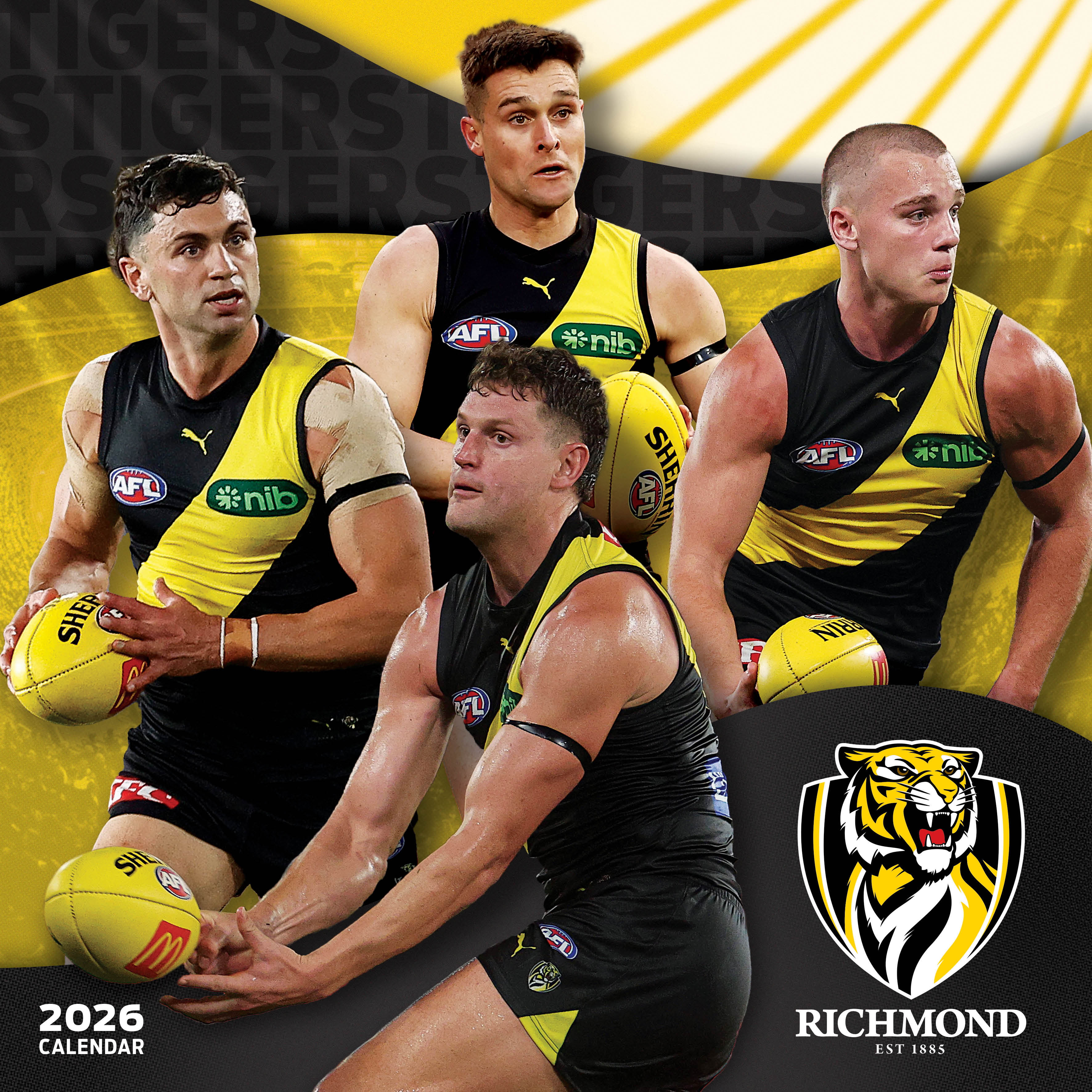 2026 AFL Richmond Tigers - Square Wall Calendar