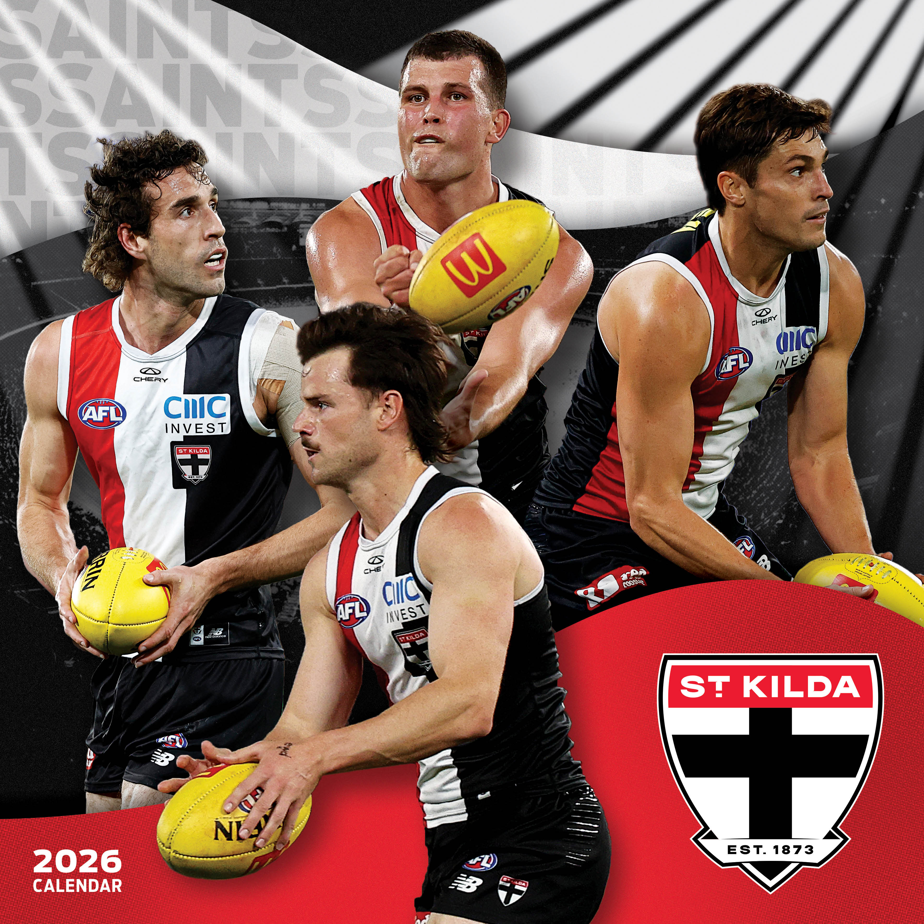 2026 AFL St Kilda Saints - Square Wall Calendar