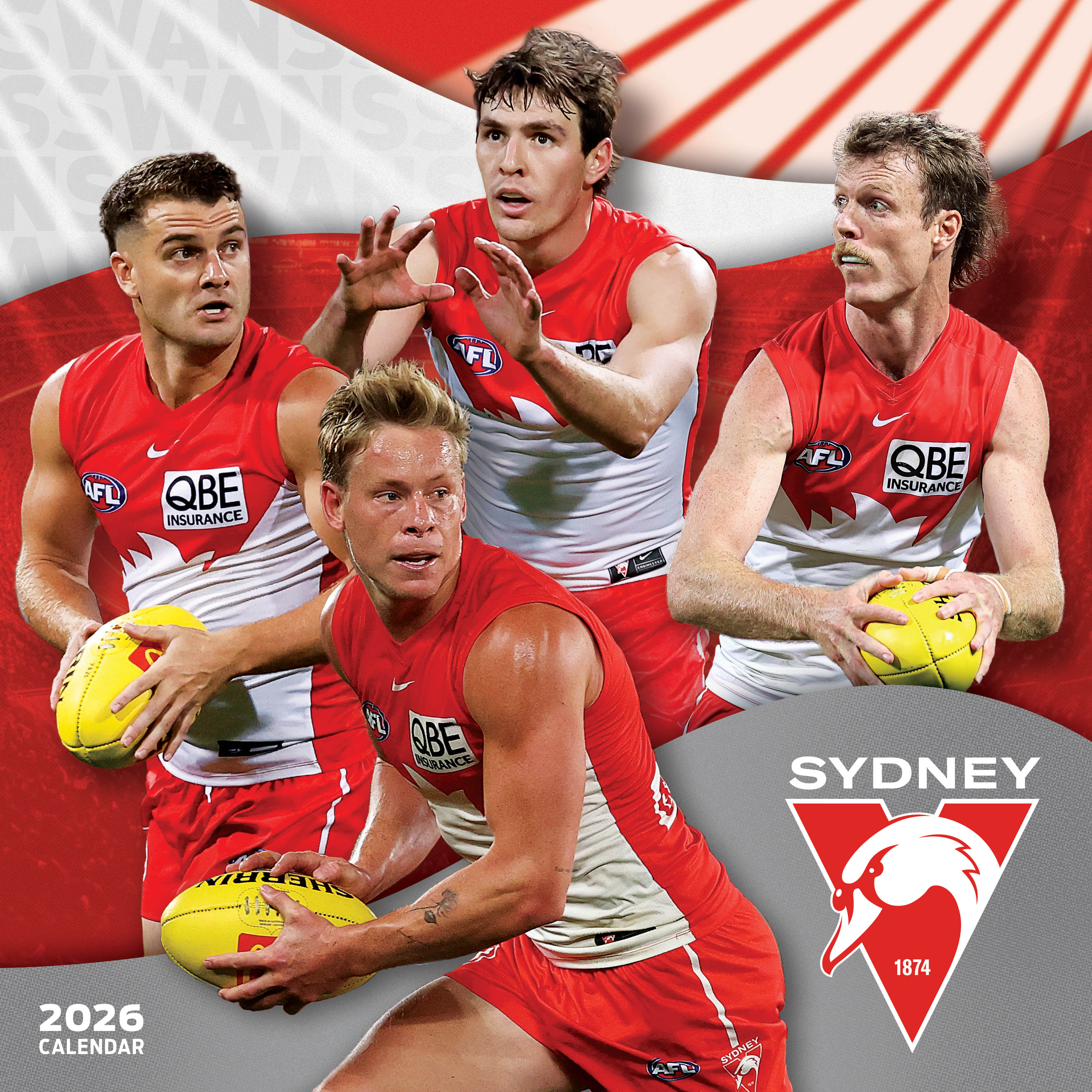 2026 AFL Sydney Swans Square Wall Calendar