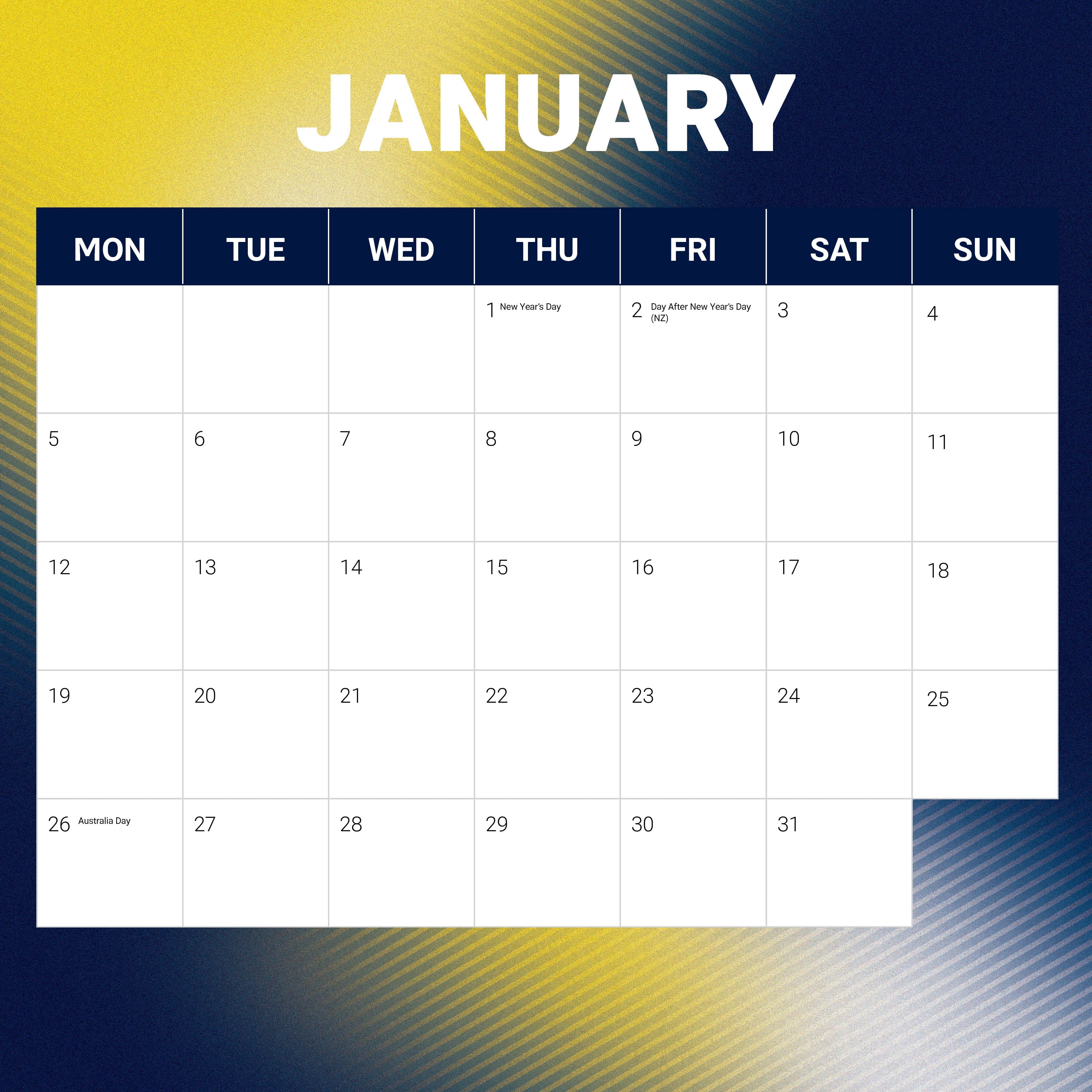 2026 NRL North Queensland Cowboys - Square Wall Calendar