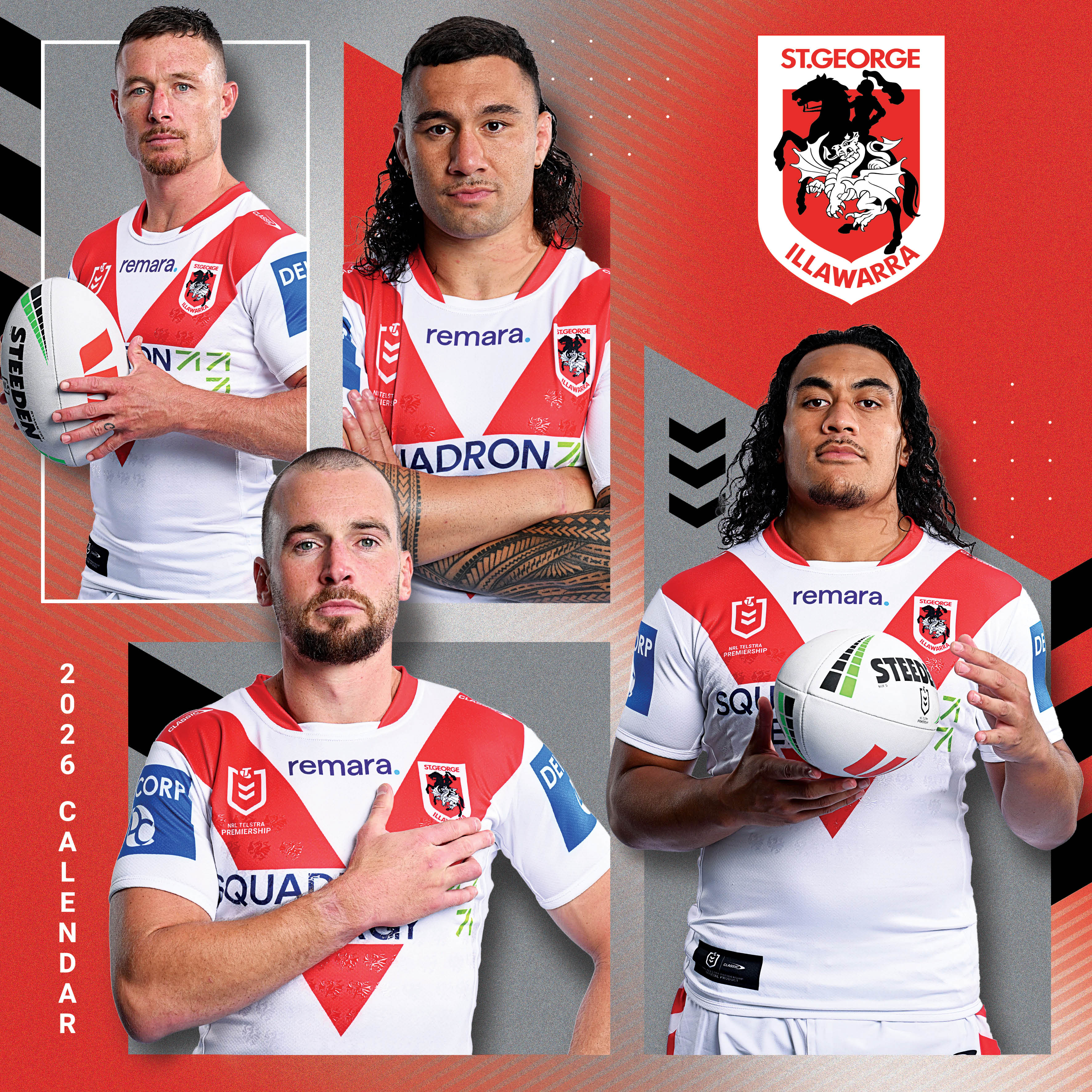 2026 NRL St George Illawarra Dragons - Square Wall Calendar