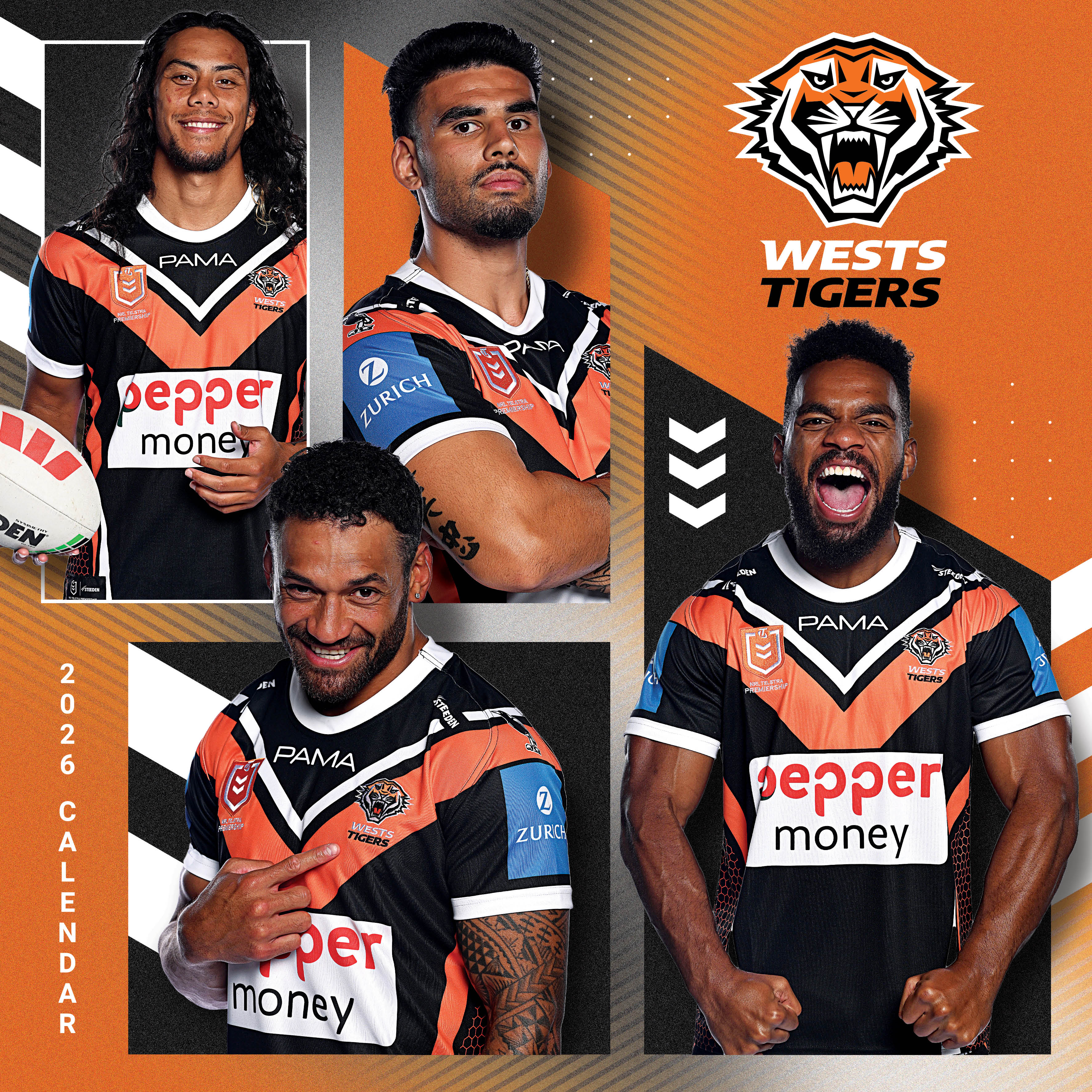 2026 NRL Wests Tigers - Square Wall Calendar