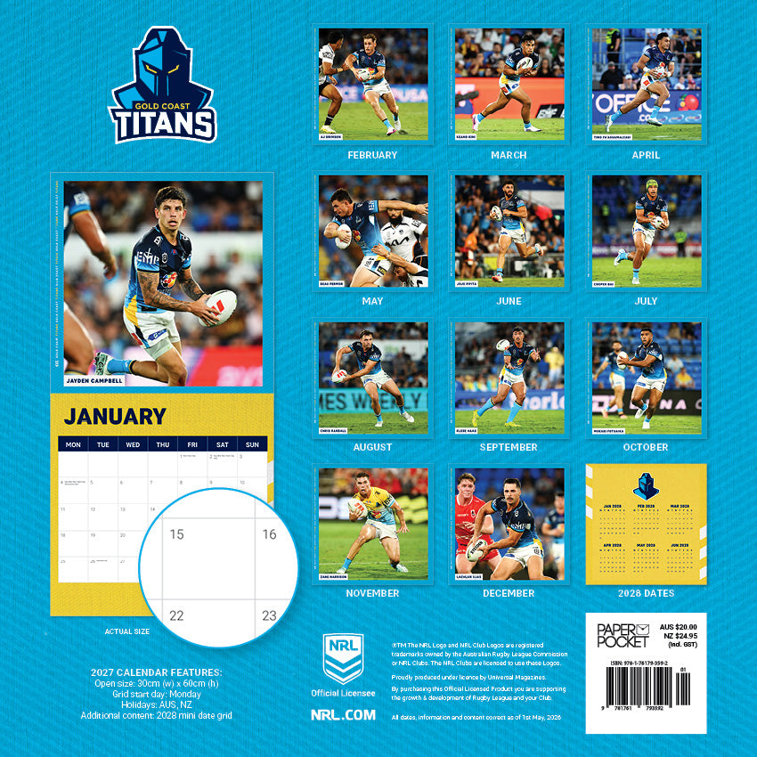 2027 NRL Gold Coast Titans calendar – image 4