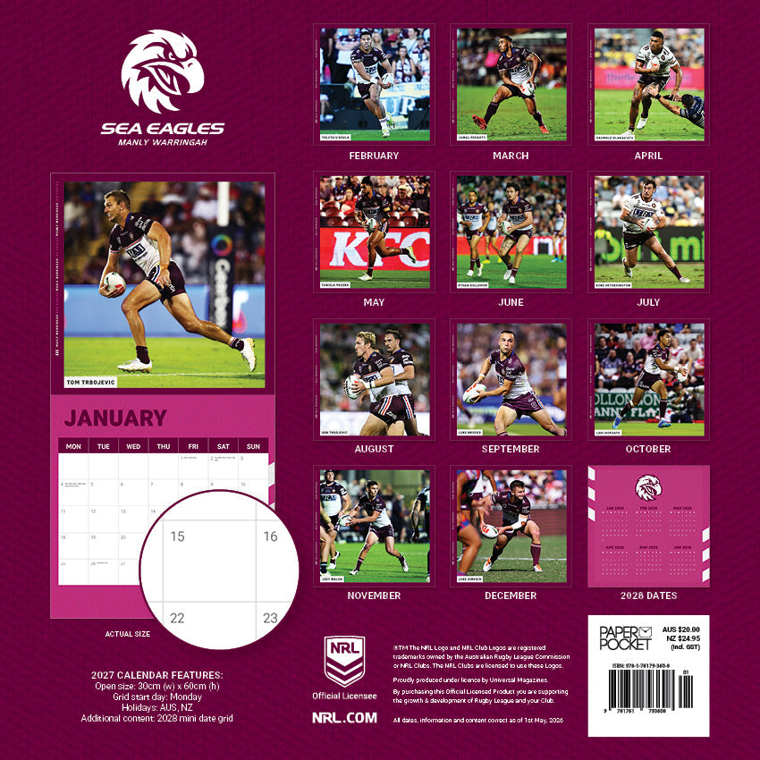 2027 NRL Manly Sea Eagles calendar – image 4