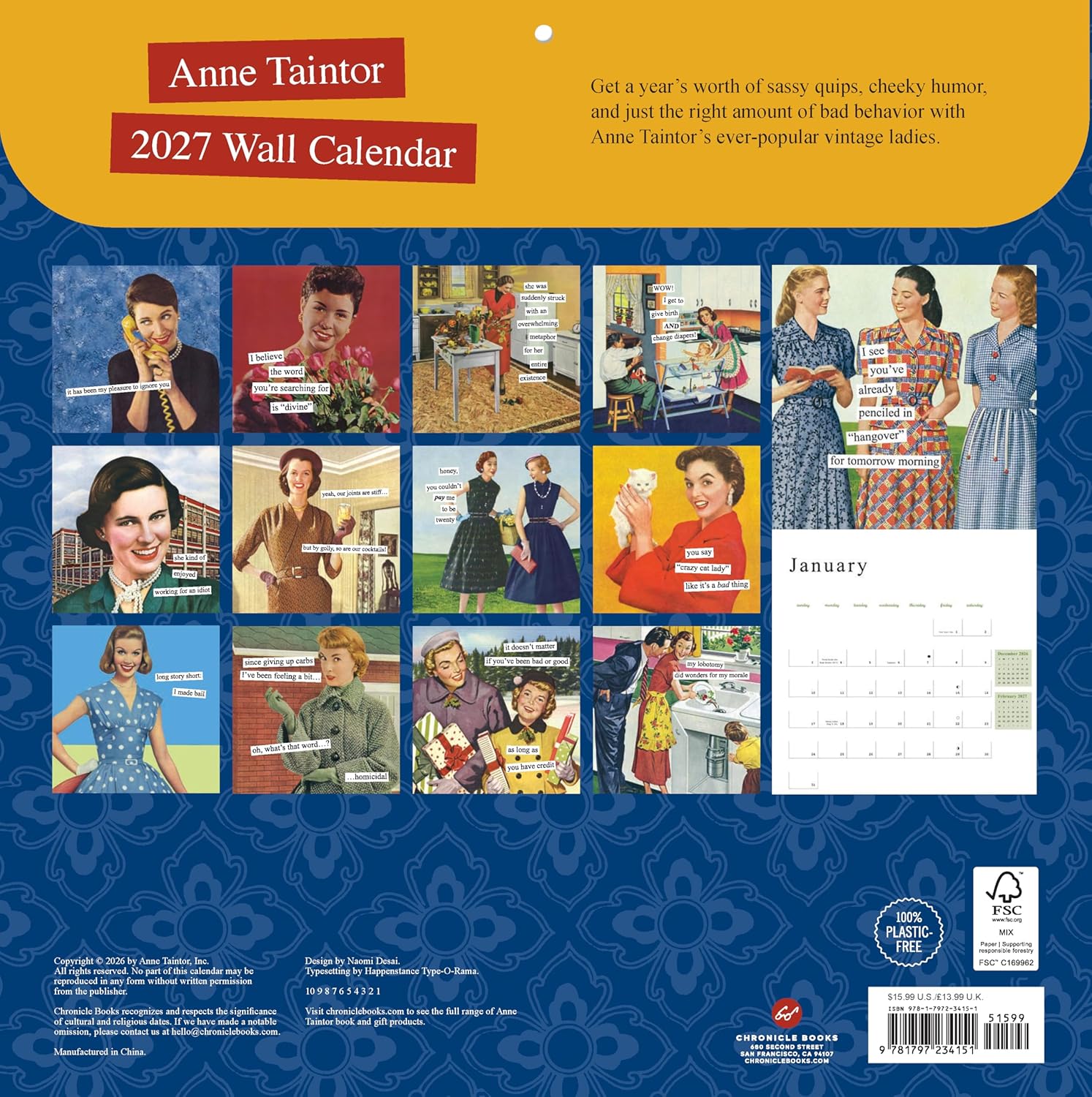 2027 Anne Taintor - Square Wall Calendar