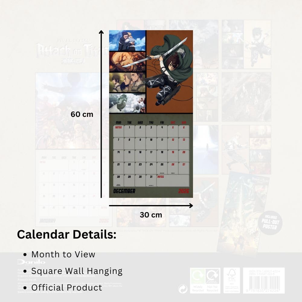 2026 Attack On Titan - Square Wall Calendar
