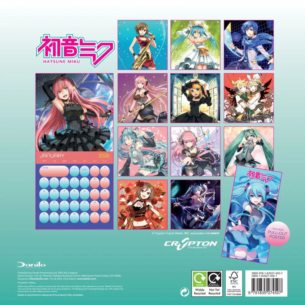 2026 Hatsune Miku - Square Wall Calendar