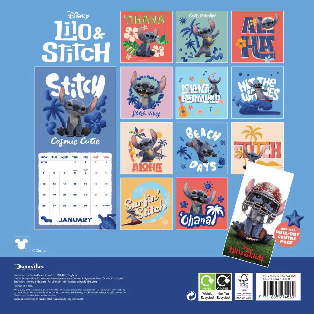 2026 Lilo & Stitch Movie - Square Wall Calendar