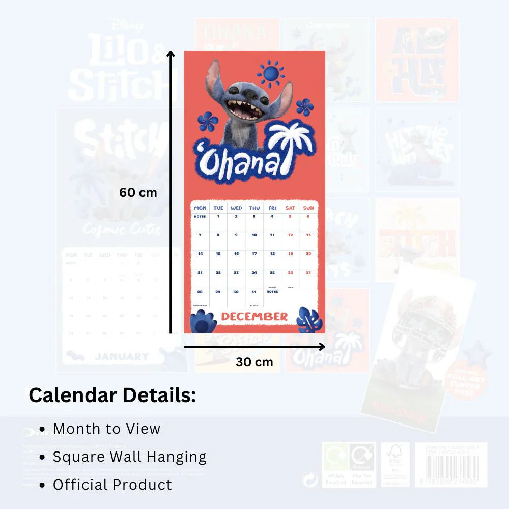 2026 Lilo & Stitch Movie - Square Wall Calendar