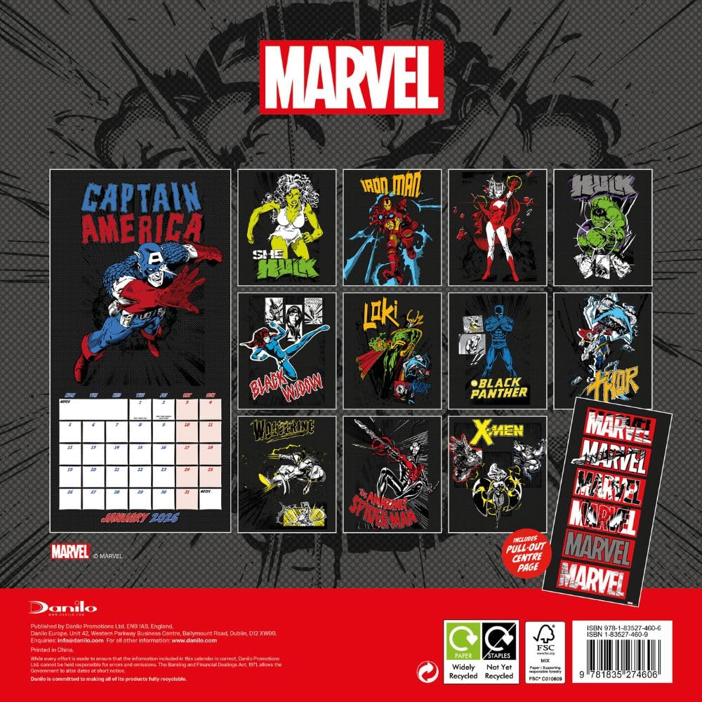 2026 Marvel Comics - Square Wall Calendar