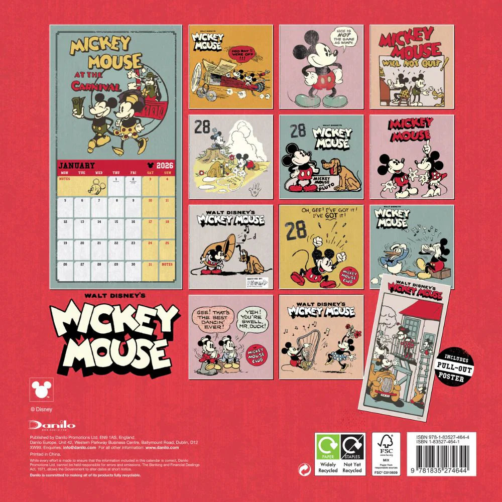 2026 Mickey Mouse Classic - Square Wall Calendar