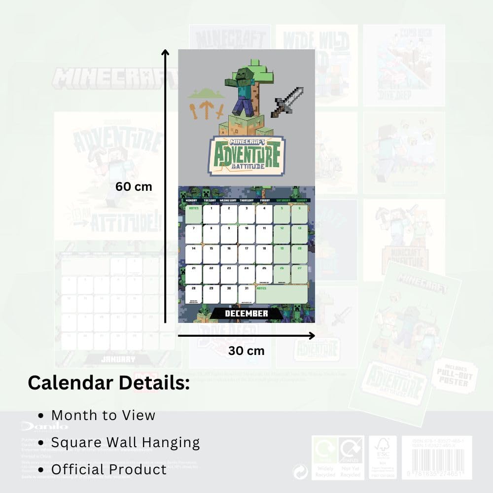 2026 Minecraft - Square Wall Calendar