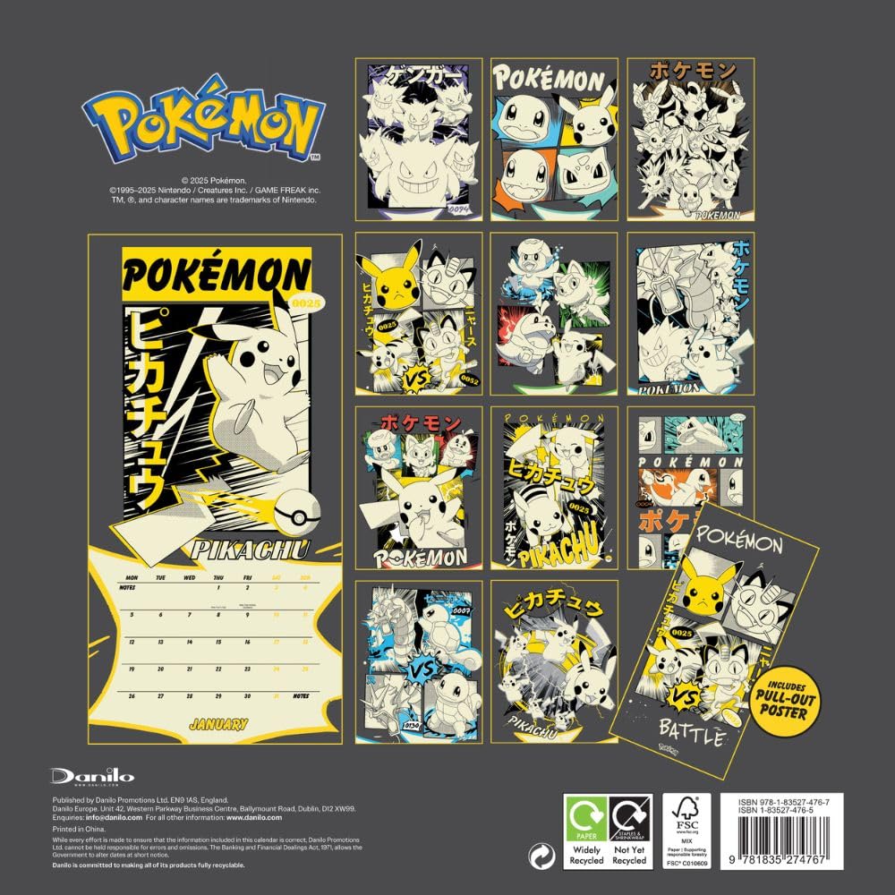 2026 Pokemon - Square Wall Calendar