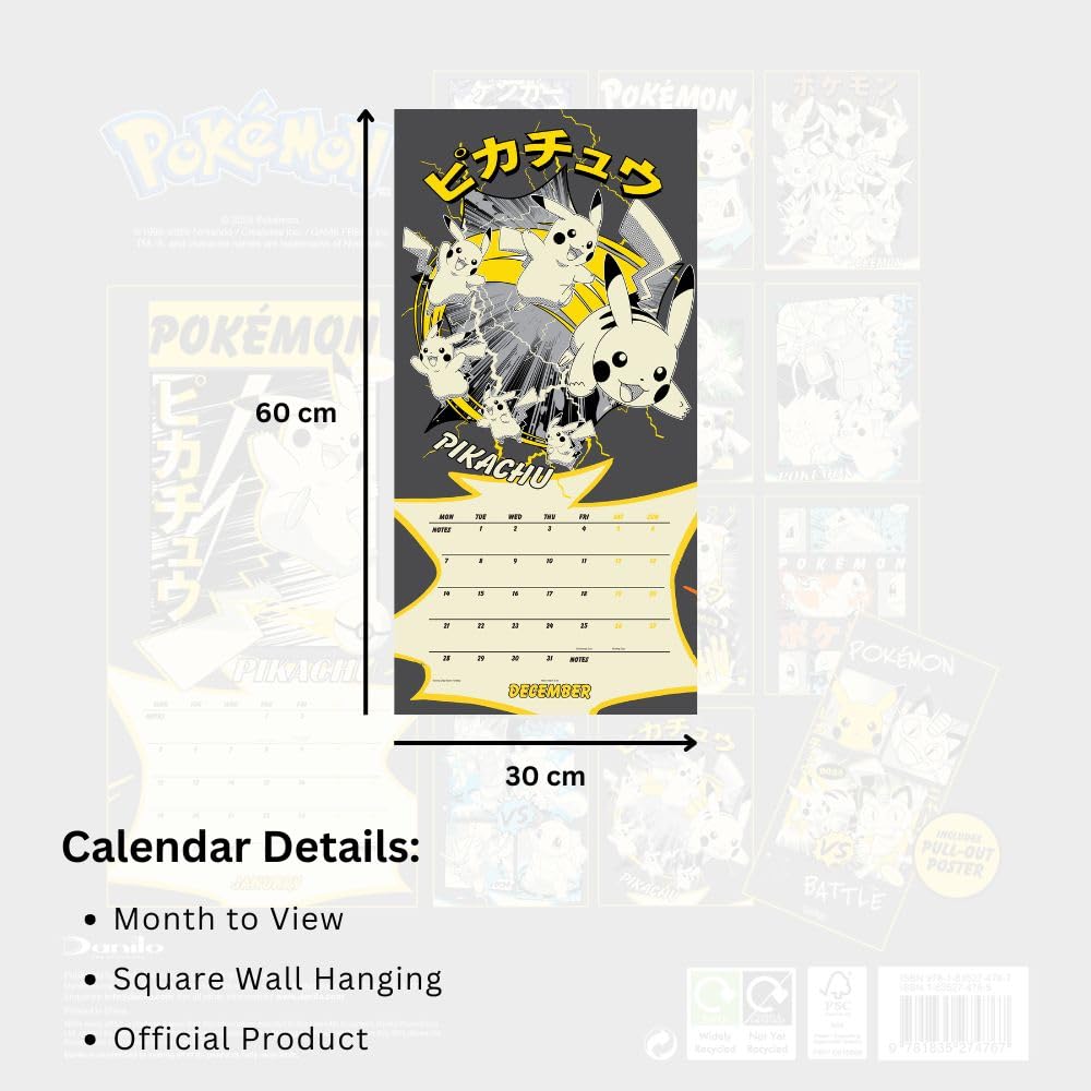 2026 Pokemon - Square Wall Calendar