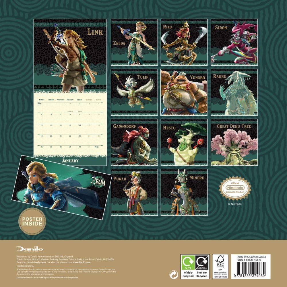 2026 The Legend Of Zelda - Square Wall Calendar