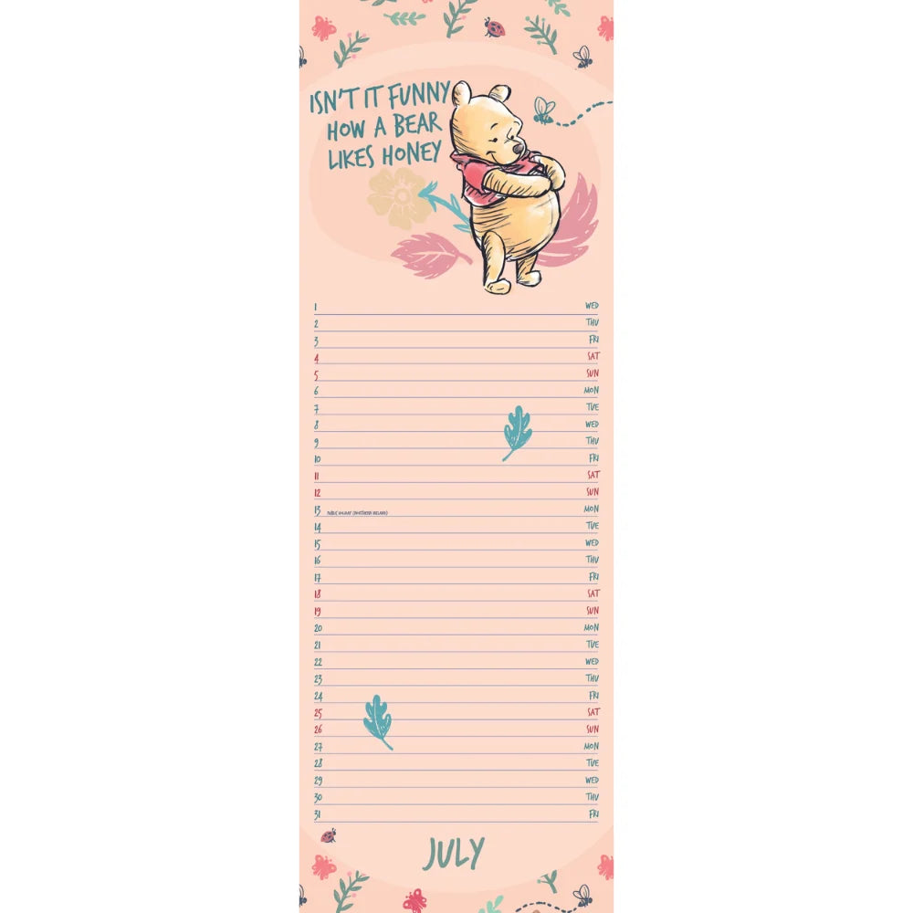 2026 Winnie The Pooh - Slim Wall Calendar