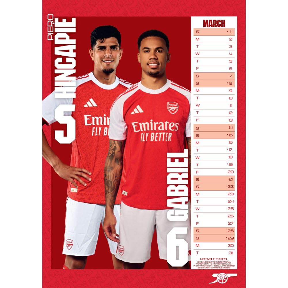 2026 Arsenal FC - A3 Wall Calendar