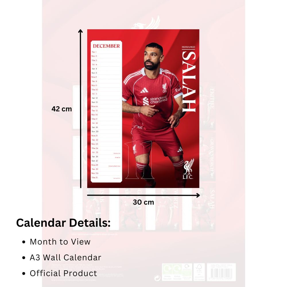 2026 Liverpool FC - A3 Wall Calendar