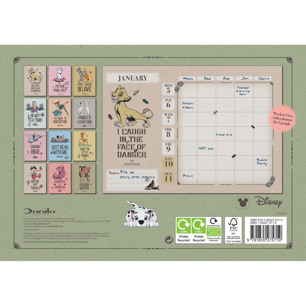 2026 Disney Heritage - Family Organiser Calendar - Deluxe Wall Calendar