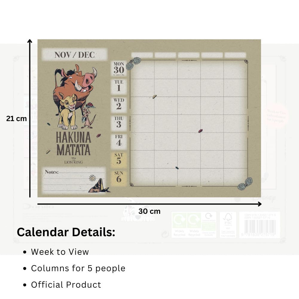 2026 Disney Heritage - Family Organiser Calendar - Deluxe Wall Calendar