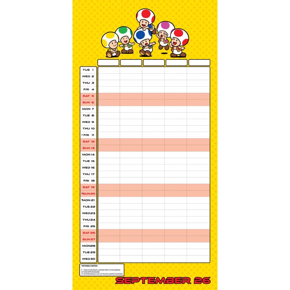 2026 Super Mario - Family Organiser Calendar - Square Wall Calendar