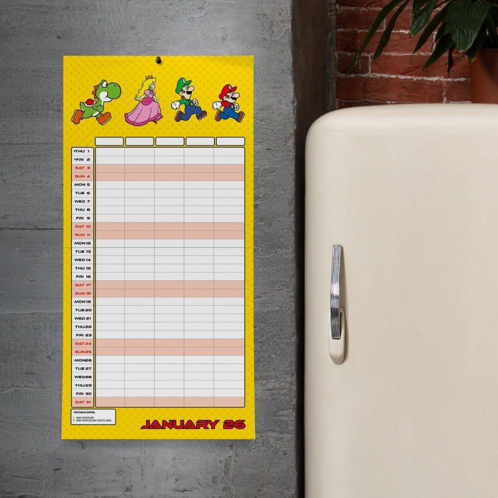 2026 Super Mario - Family Organiser Calendar - Square Wall Calendar