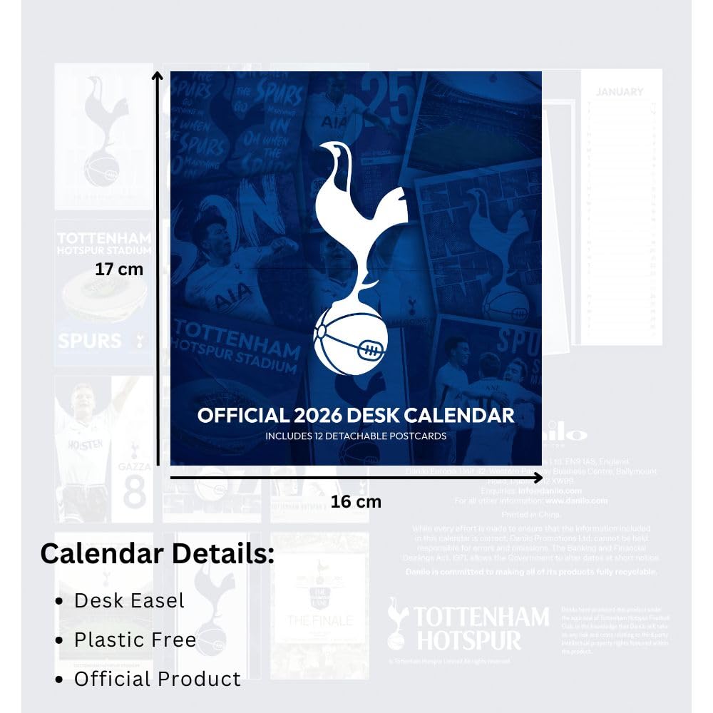 2026 Tottenham Hotspur FC - Desk Easel Calendar