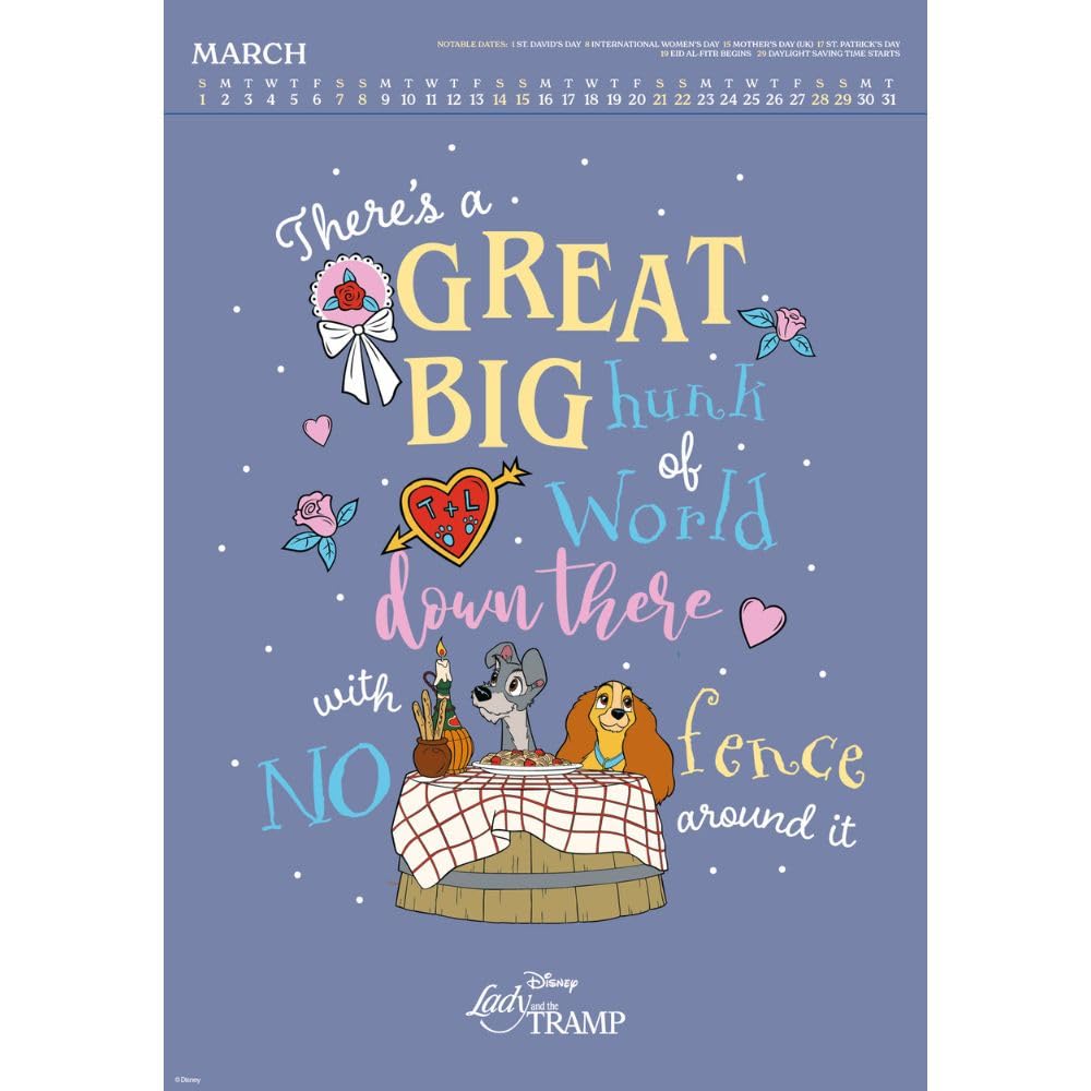 2026 Disney Inspirational Quotes - A3 Deluxe Wall Calendar