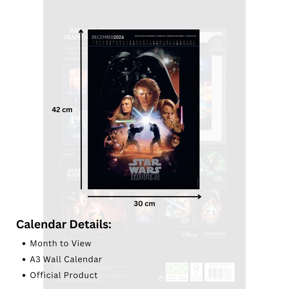 2026 Star Wars Classic - A3 Deluxe Wall Calendar