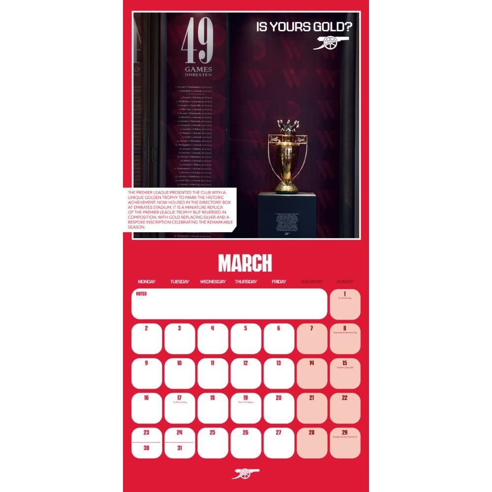 2026 Arsenal FC Legends - Square Wall Calendar