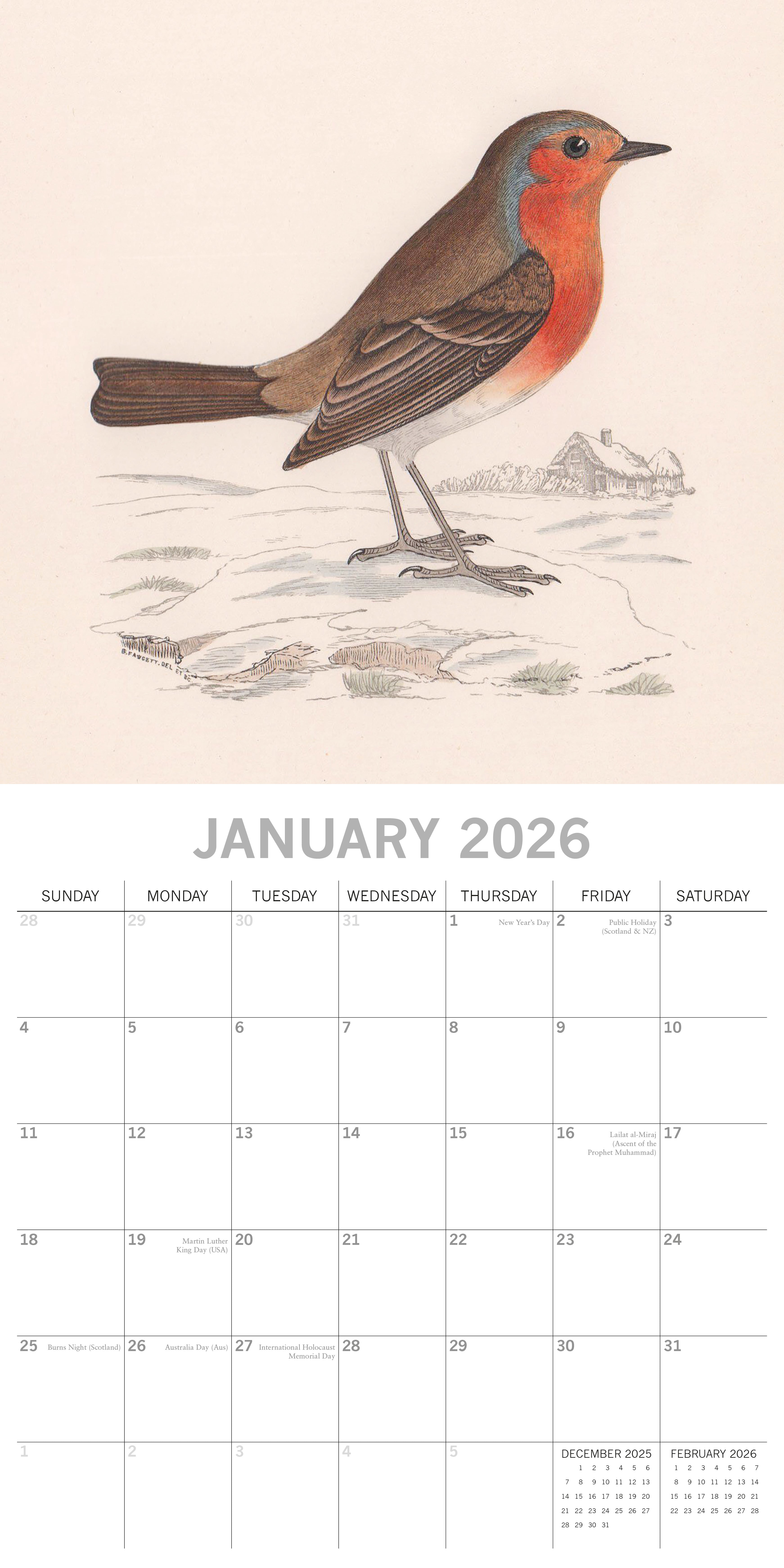 2026 Garden Birds - Square Wall Calendar