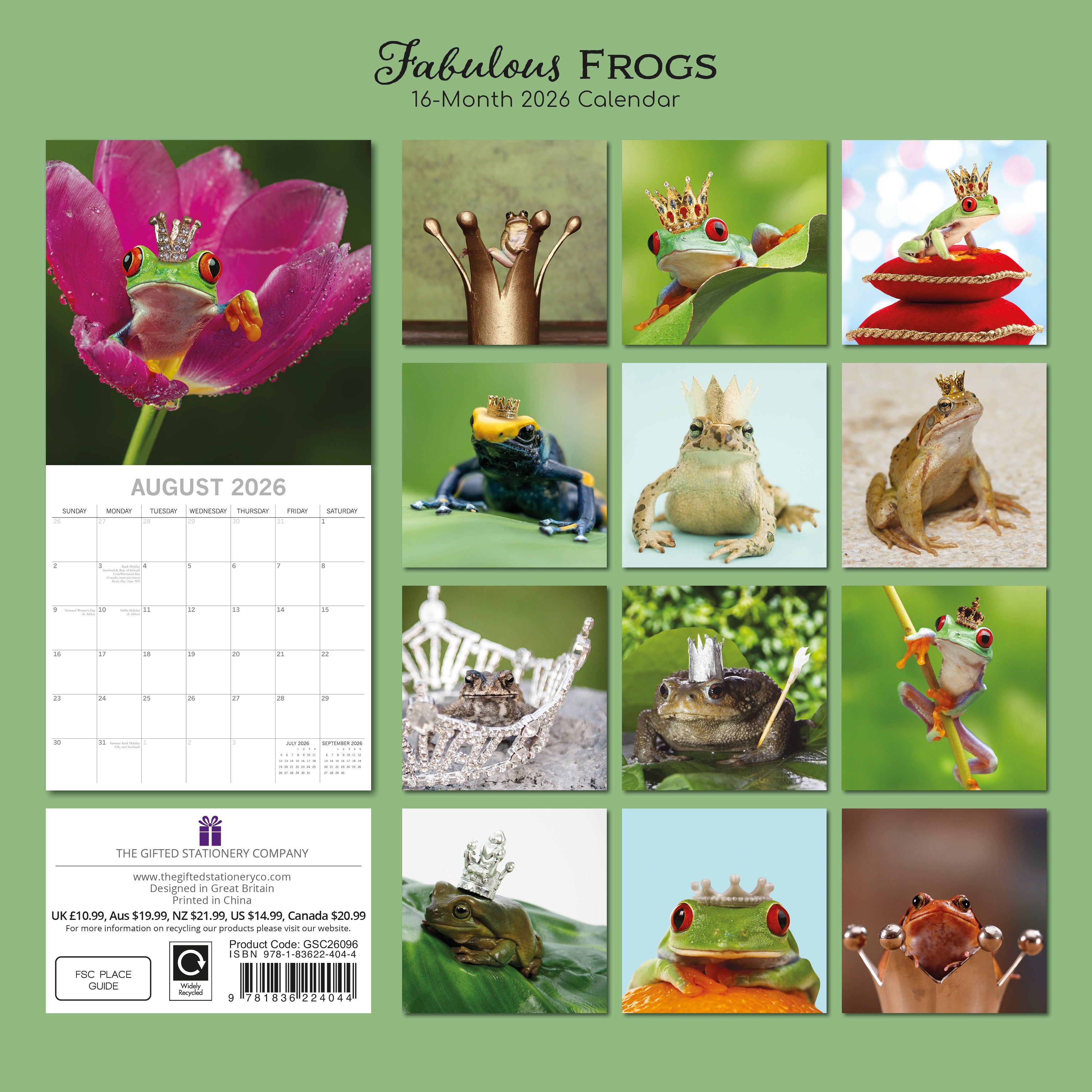 2026 Fabulous Frogs - Square Wall Calendar