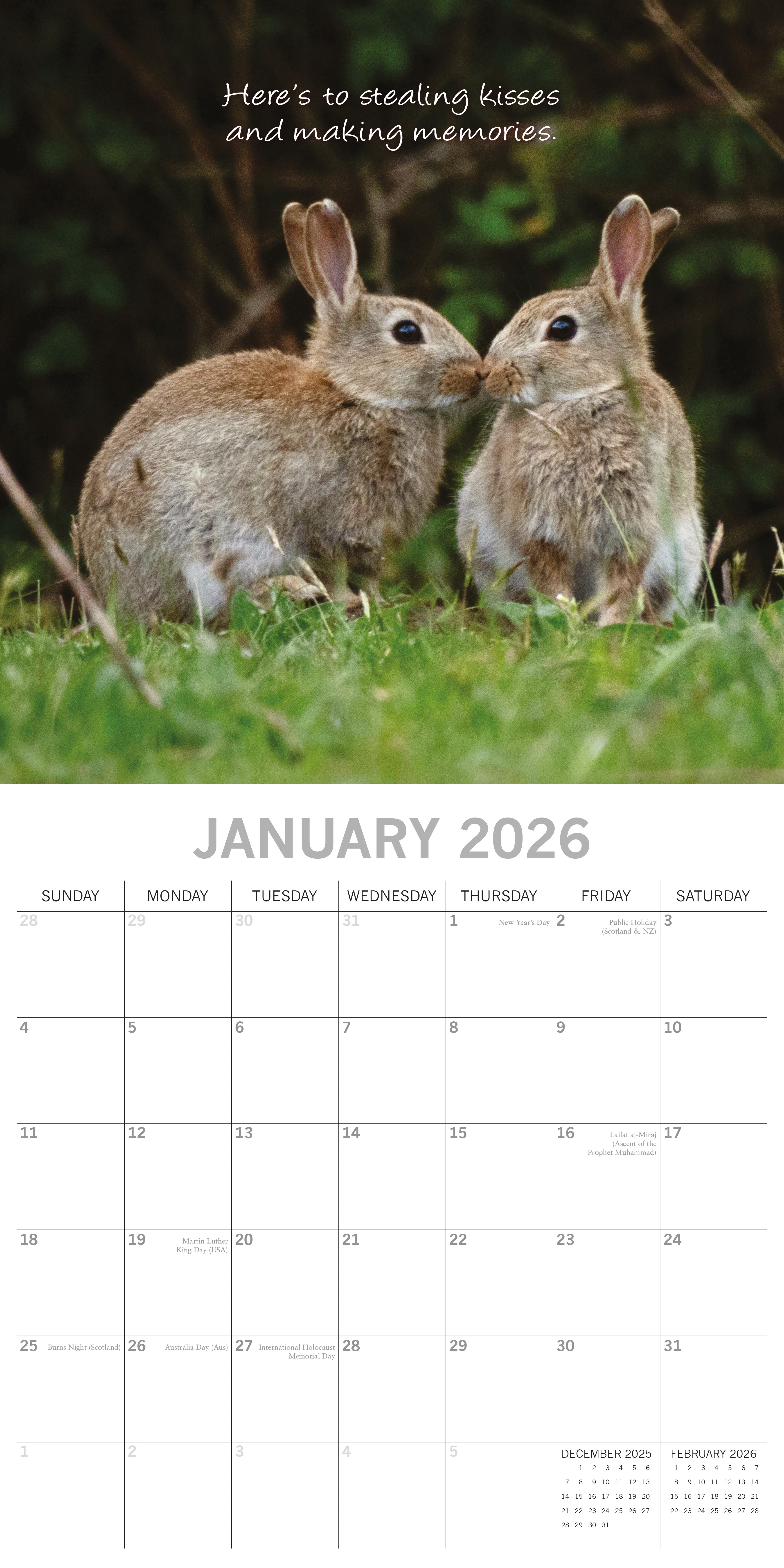 2026 Kisses - Square Wall Calendar