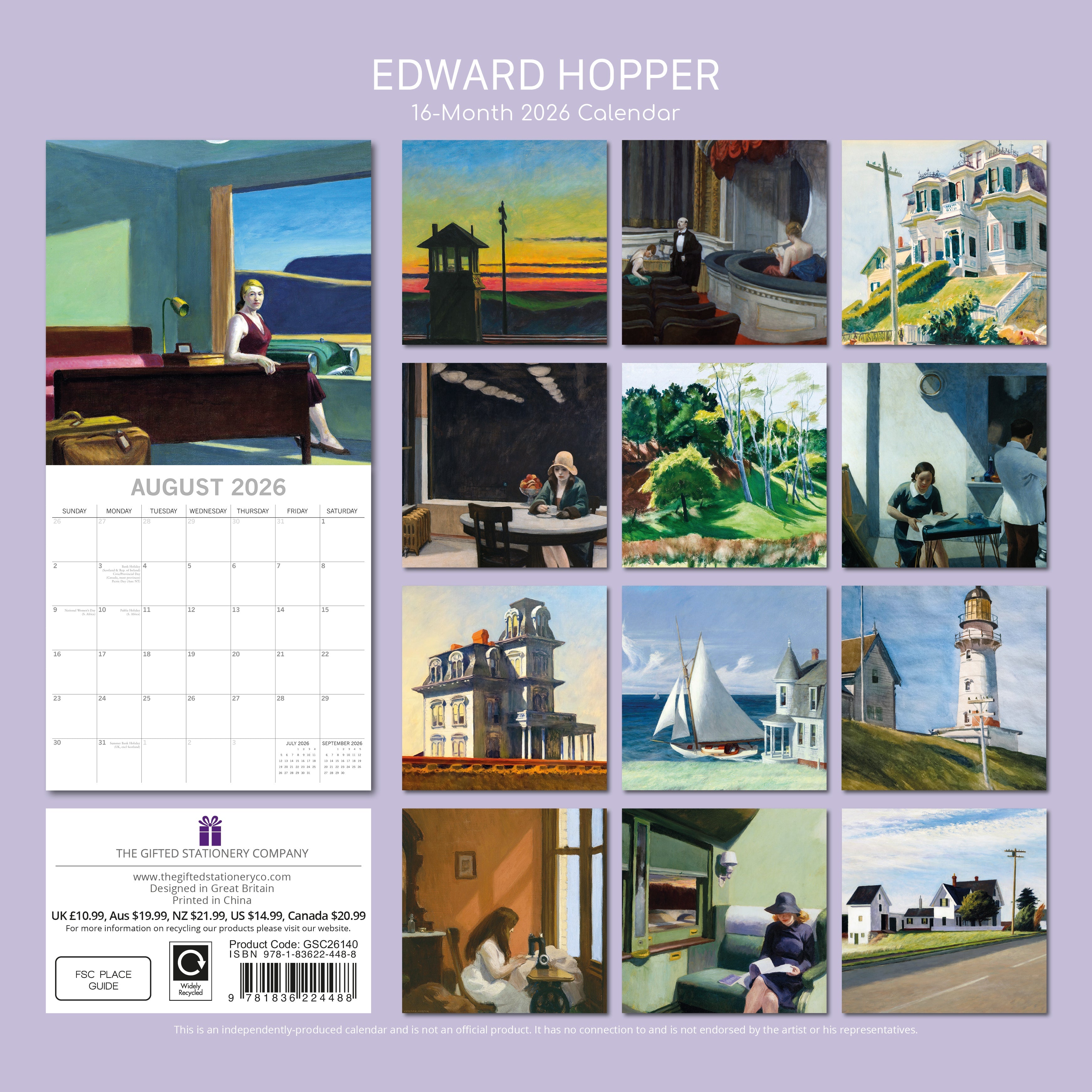 2026 Edward Hopper - Square Wall Calendar